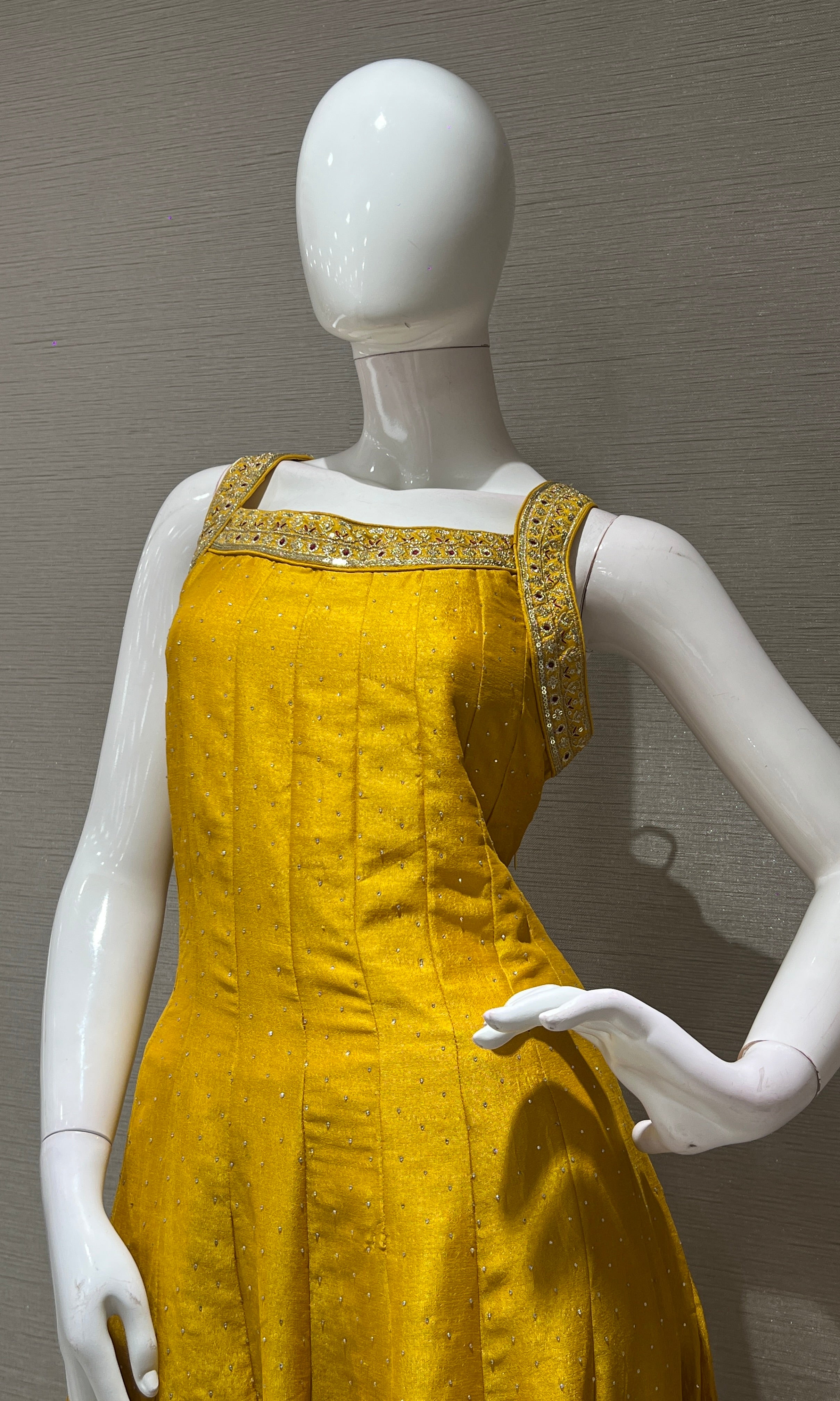 Mustard kurta set with Contrast Dupatta