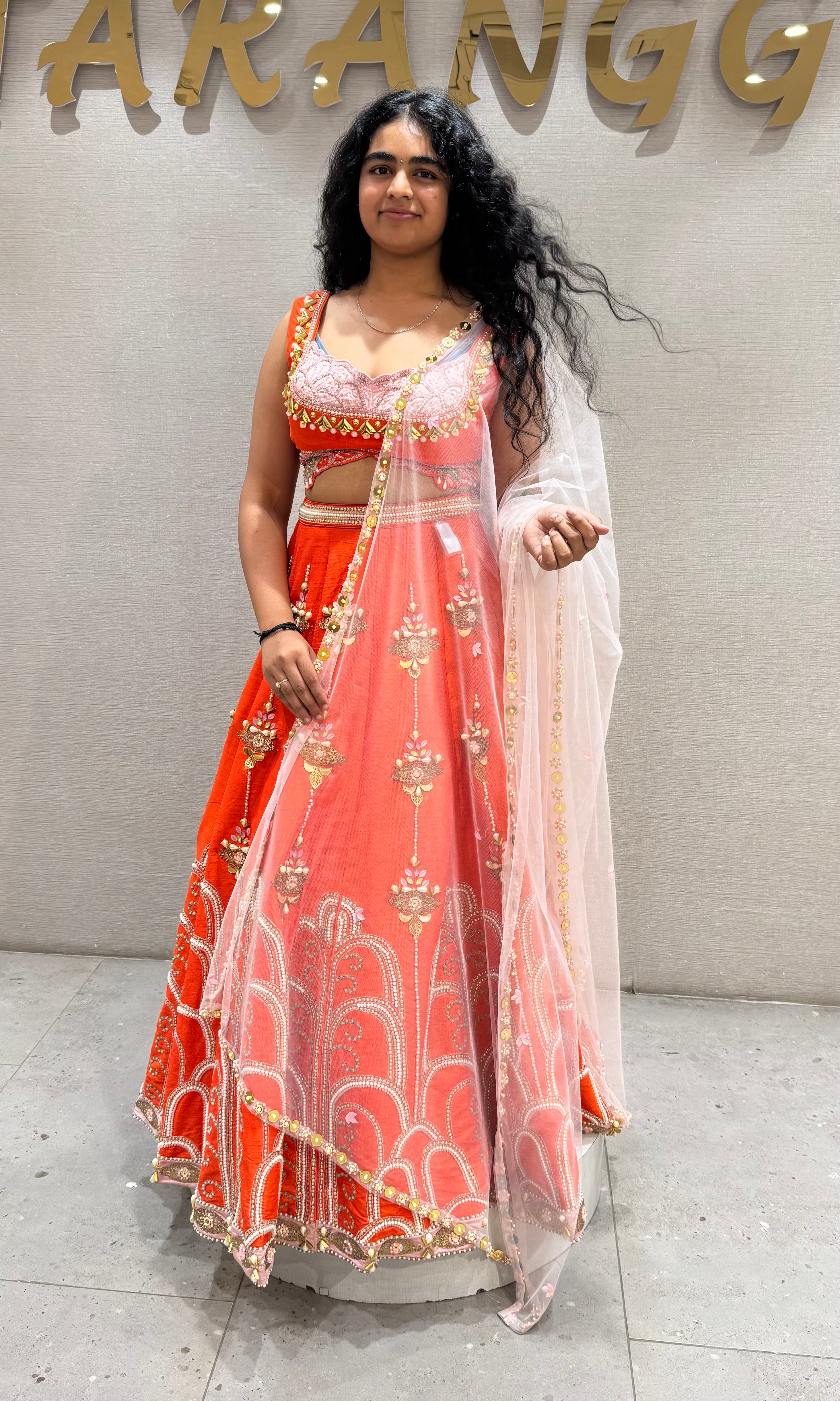 Orange Radiance embroidered lehenga