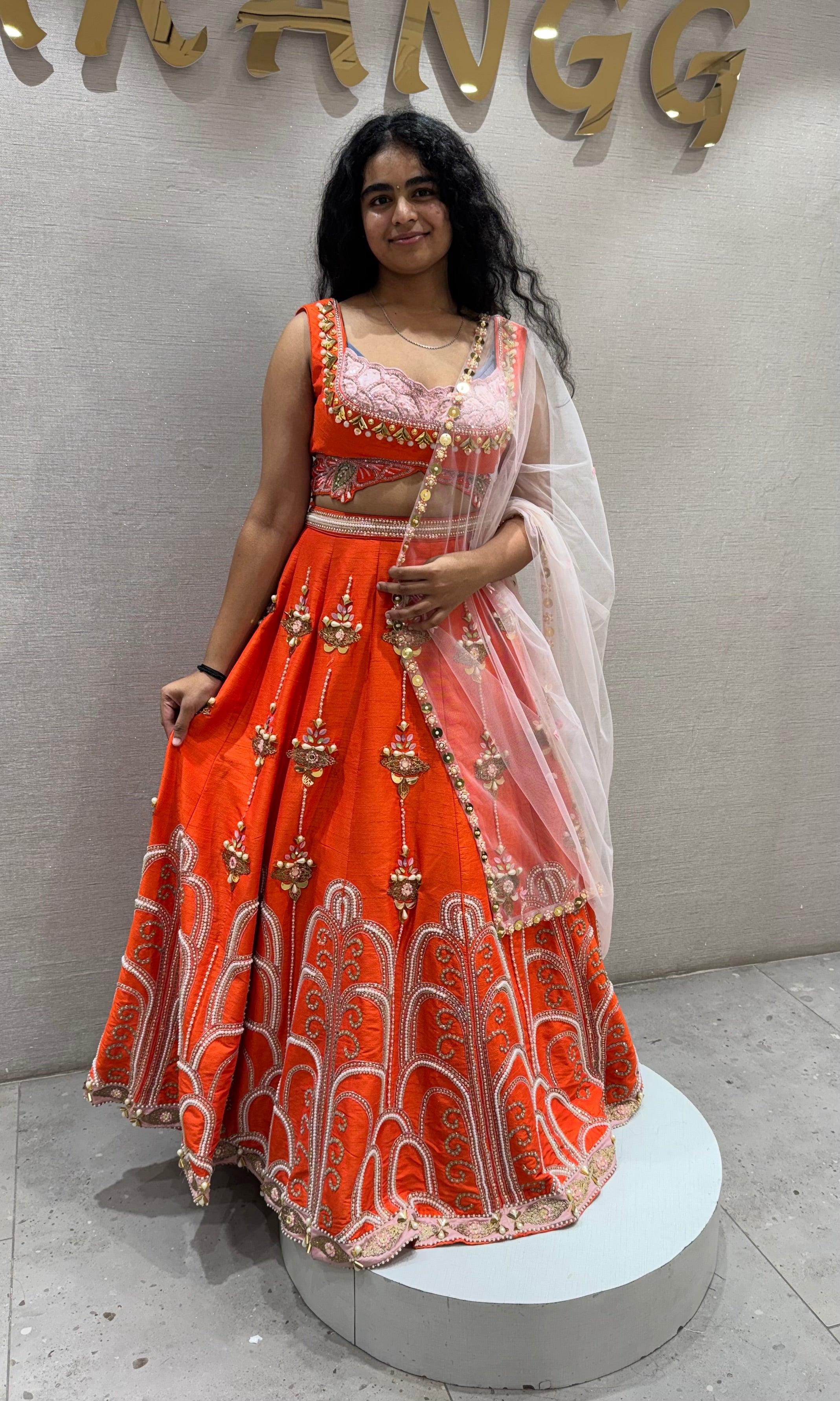 Orange Radiance embroidered lehenga