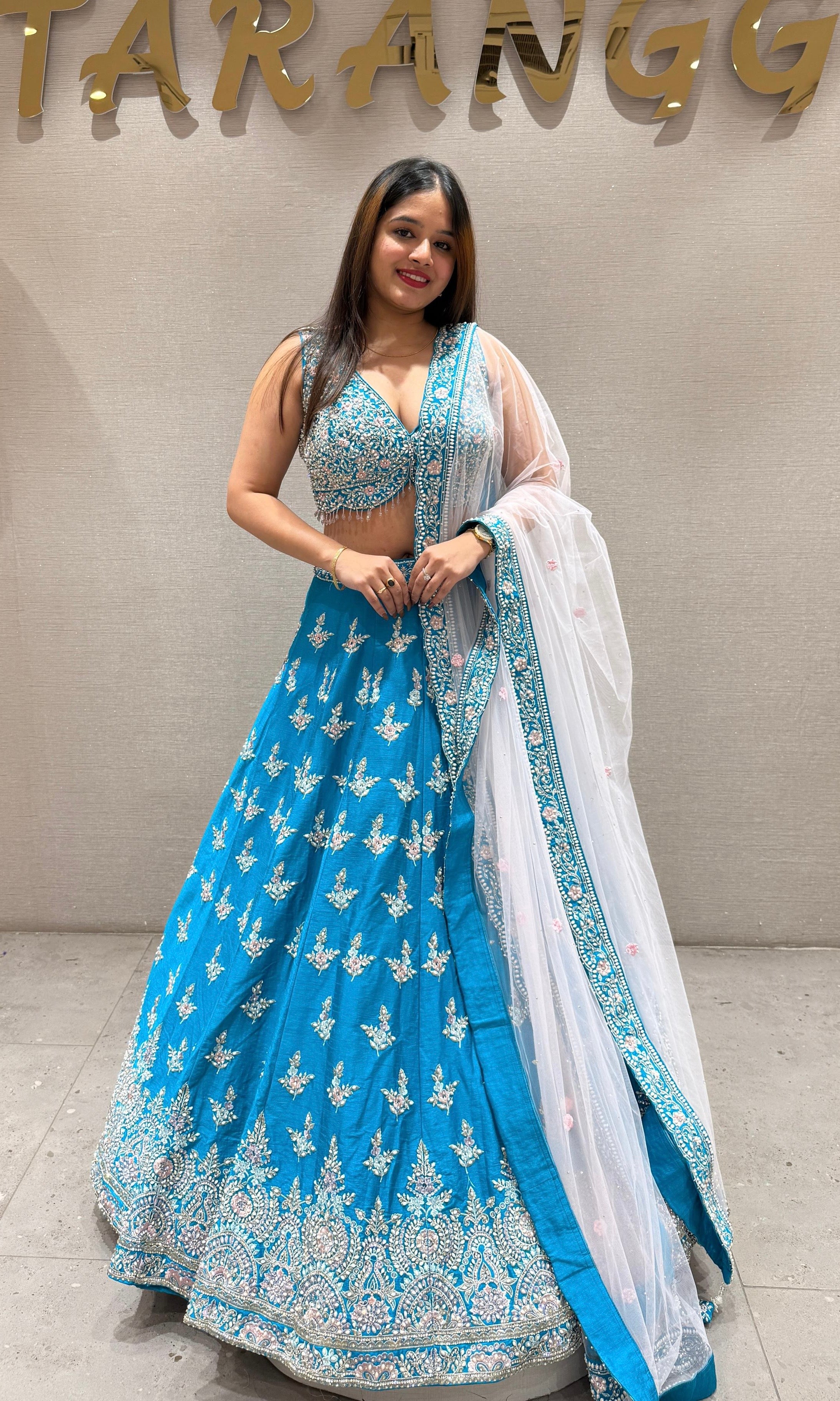 Rama blue Lehenga