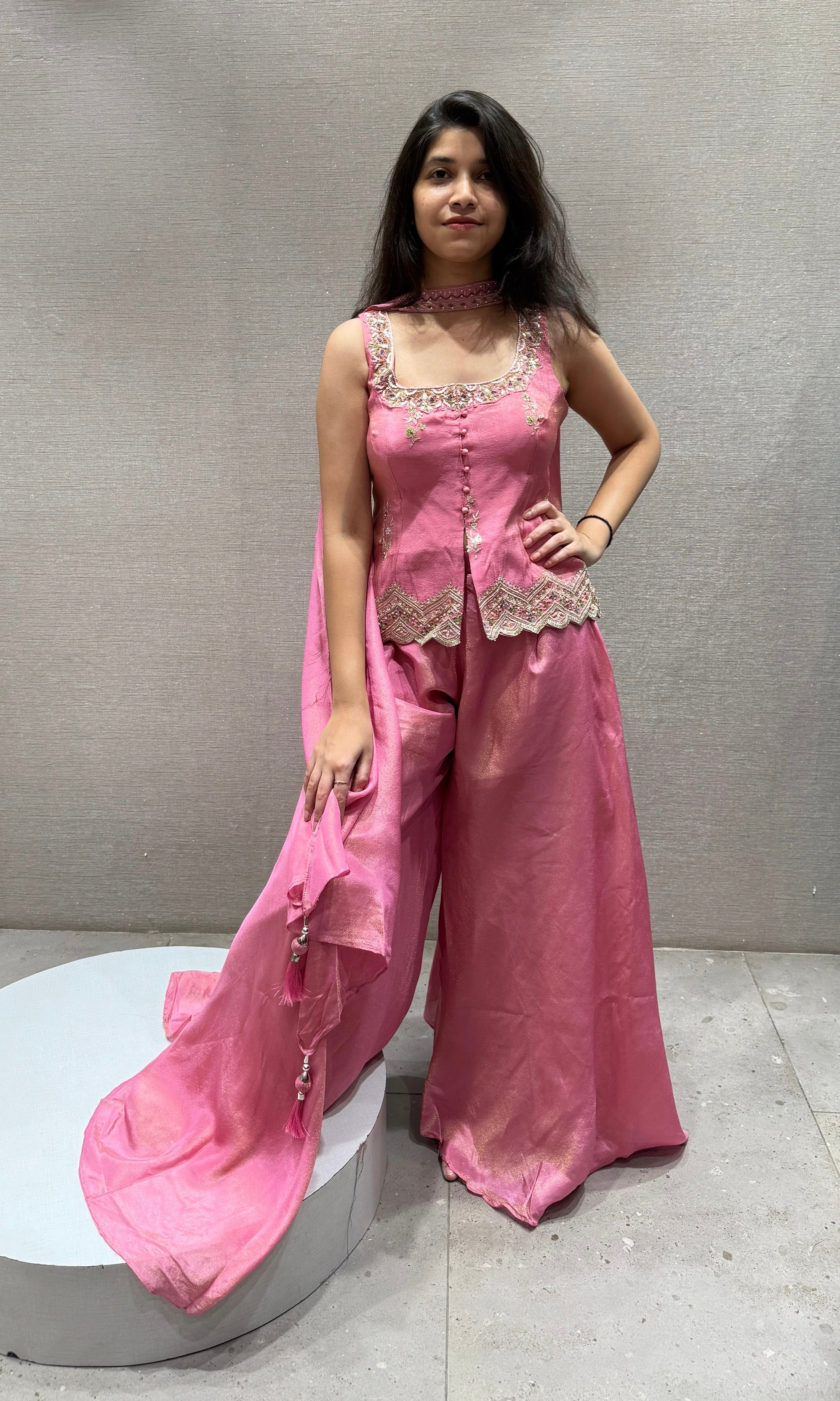 Rose Petal Peplum Palazzo Set