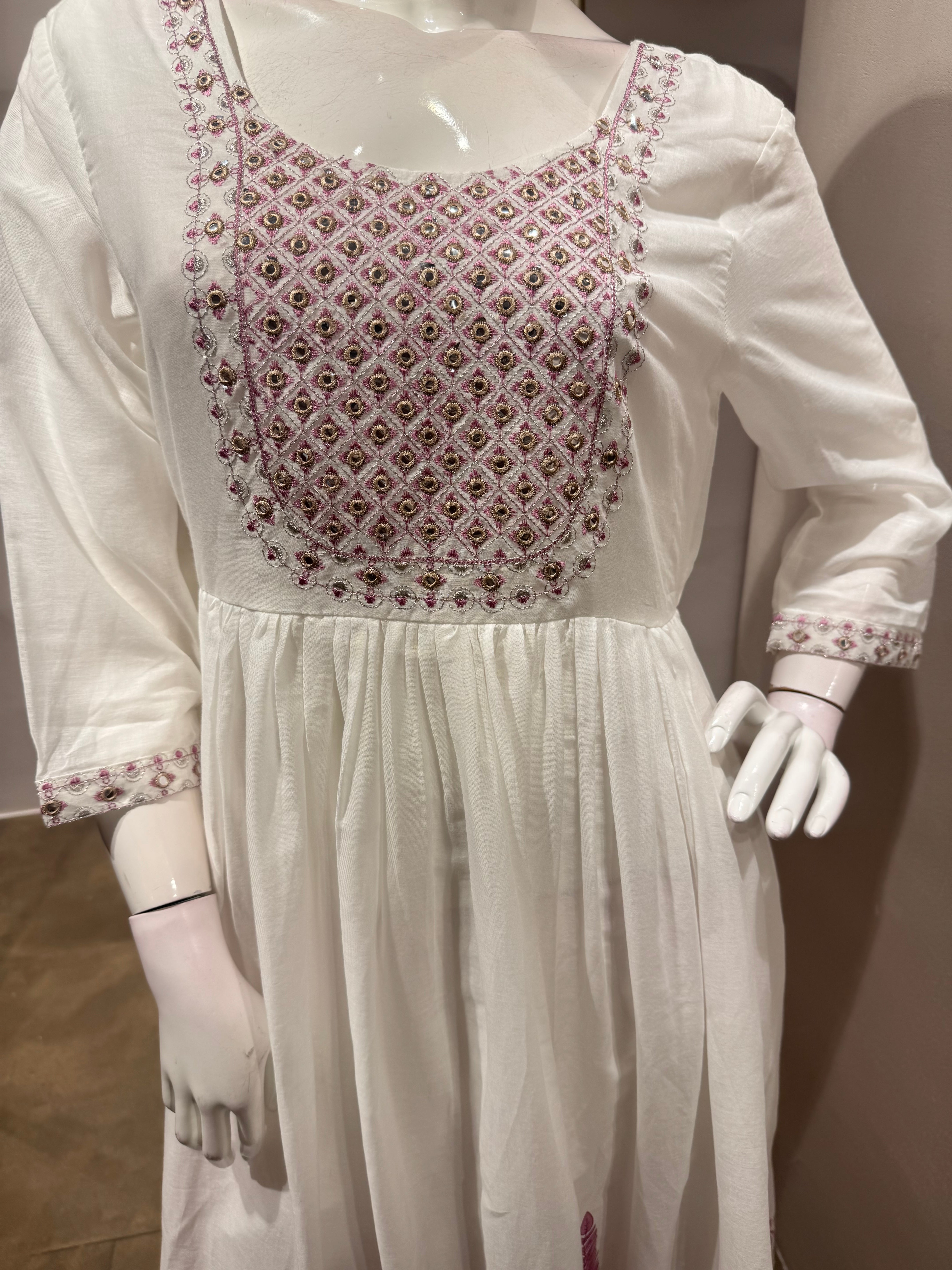 Purple Floral Embroidered Kurta set with Dupatta