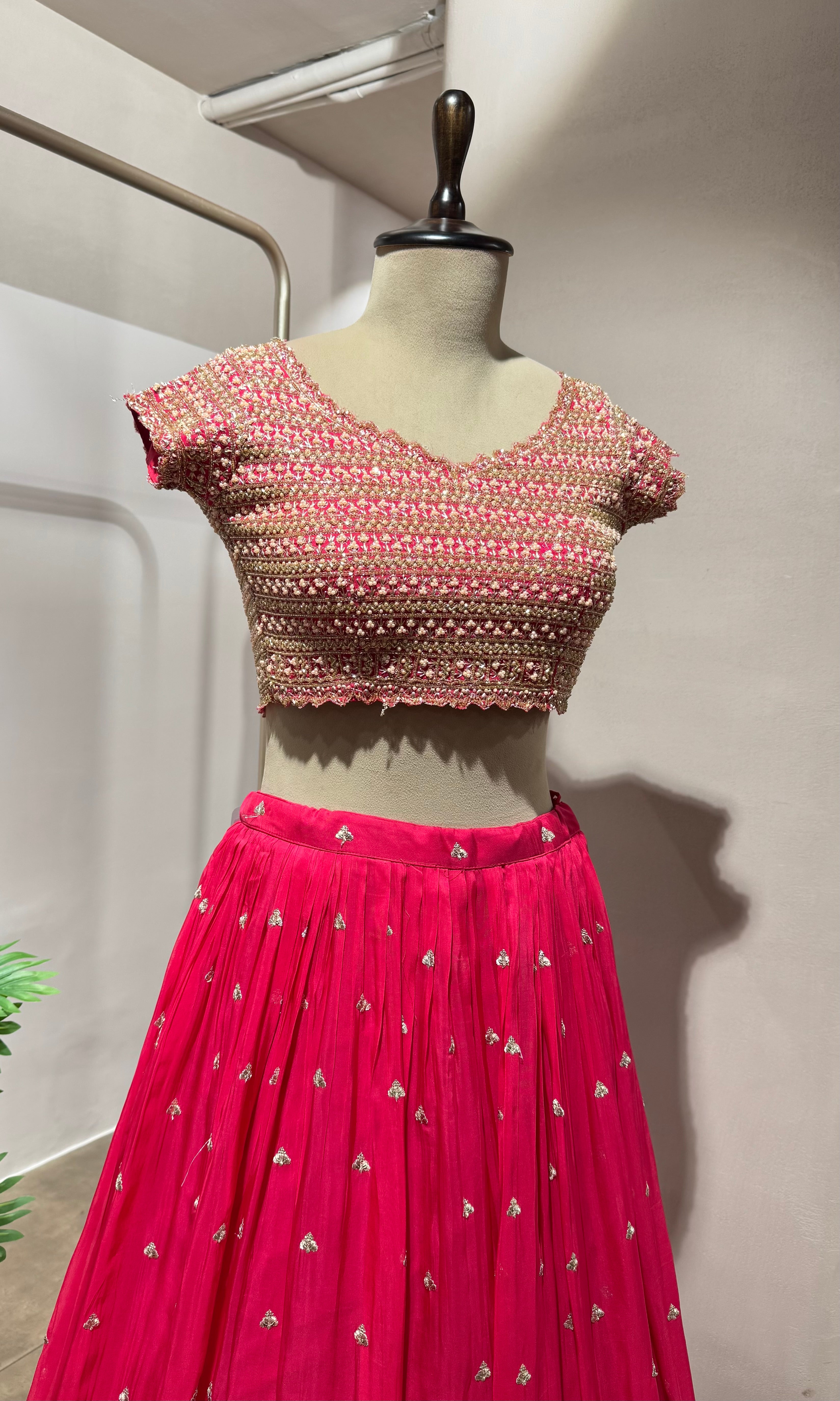 Fuschia Pink Floral Printed Lehenga Choli