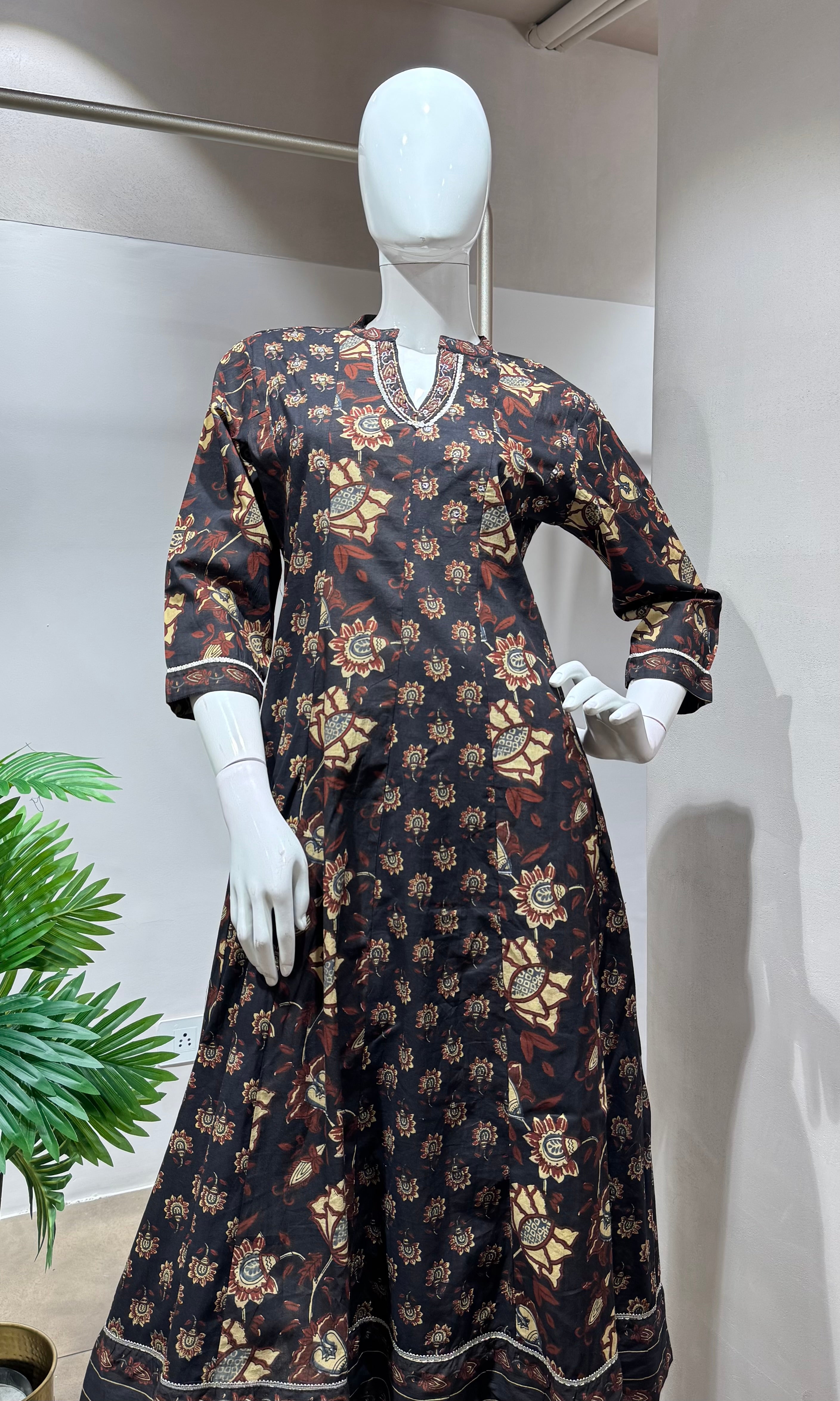 Black jaipuri cotton kurta set