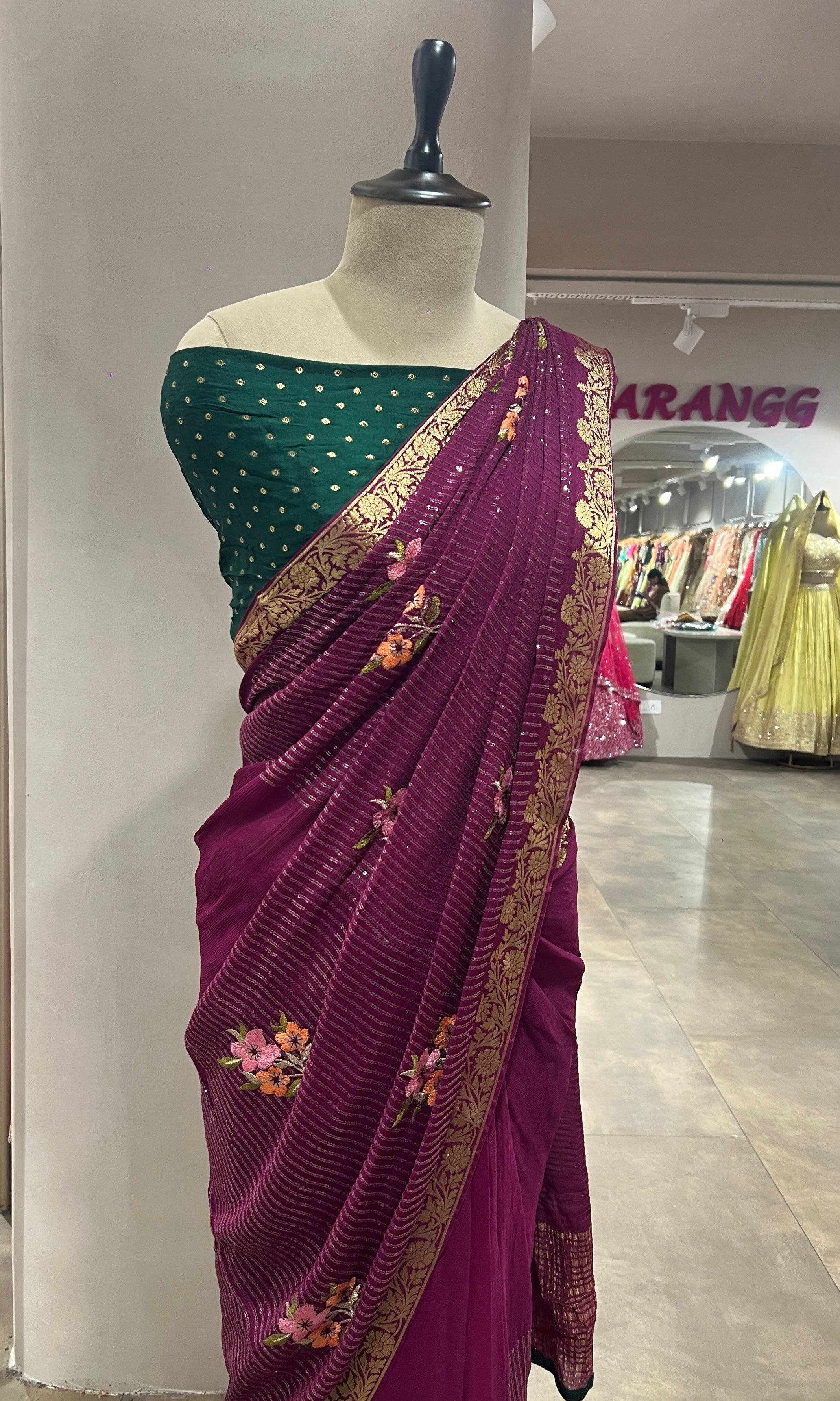 Wine FLORAL FANCY saree