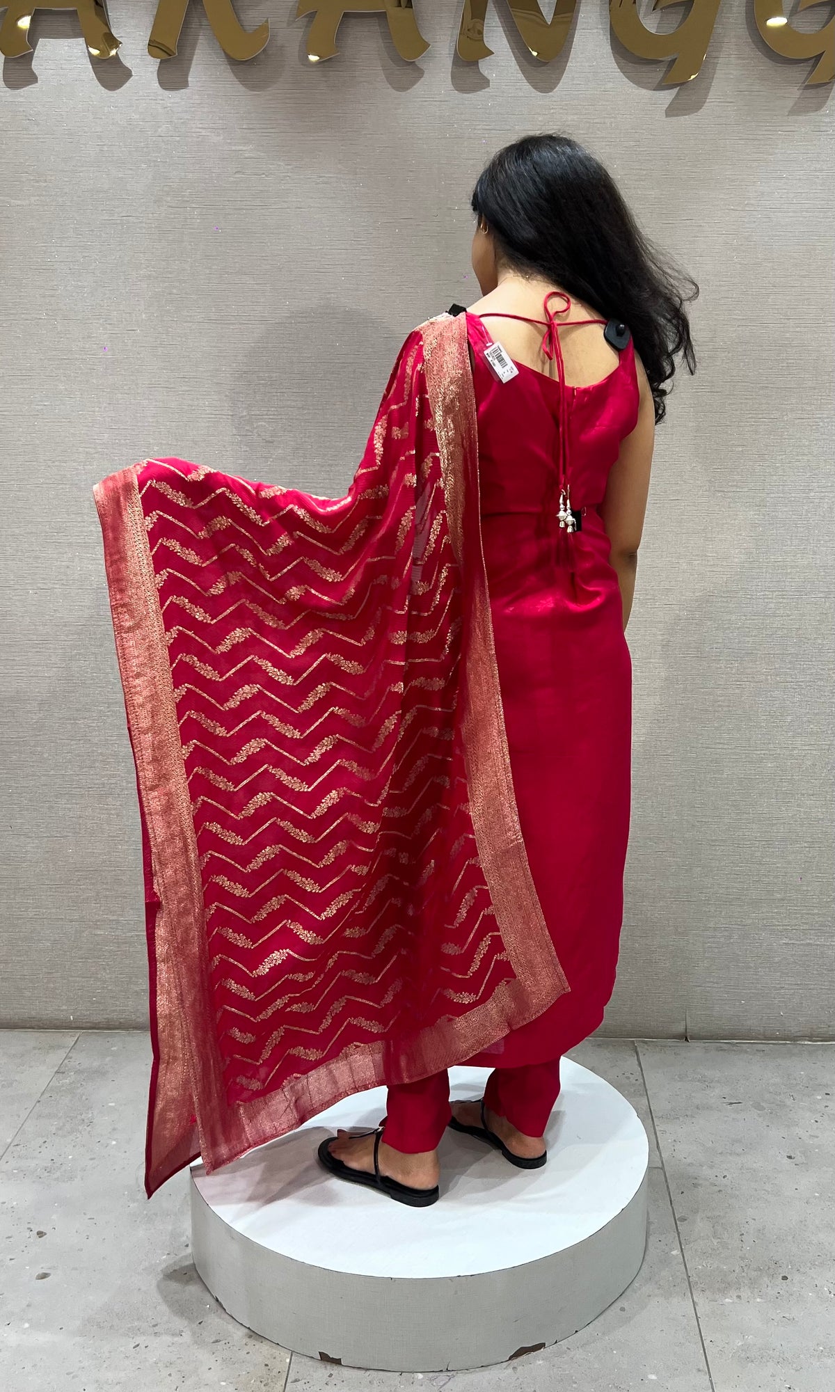 Pink Chanderi Embroidered Kurta set with Dupatta