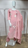 Baby Pink Silk Thread Embroidered kurta set