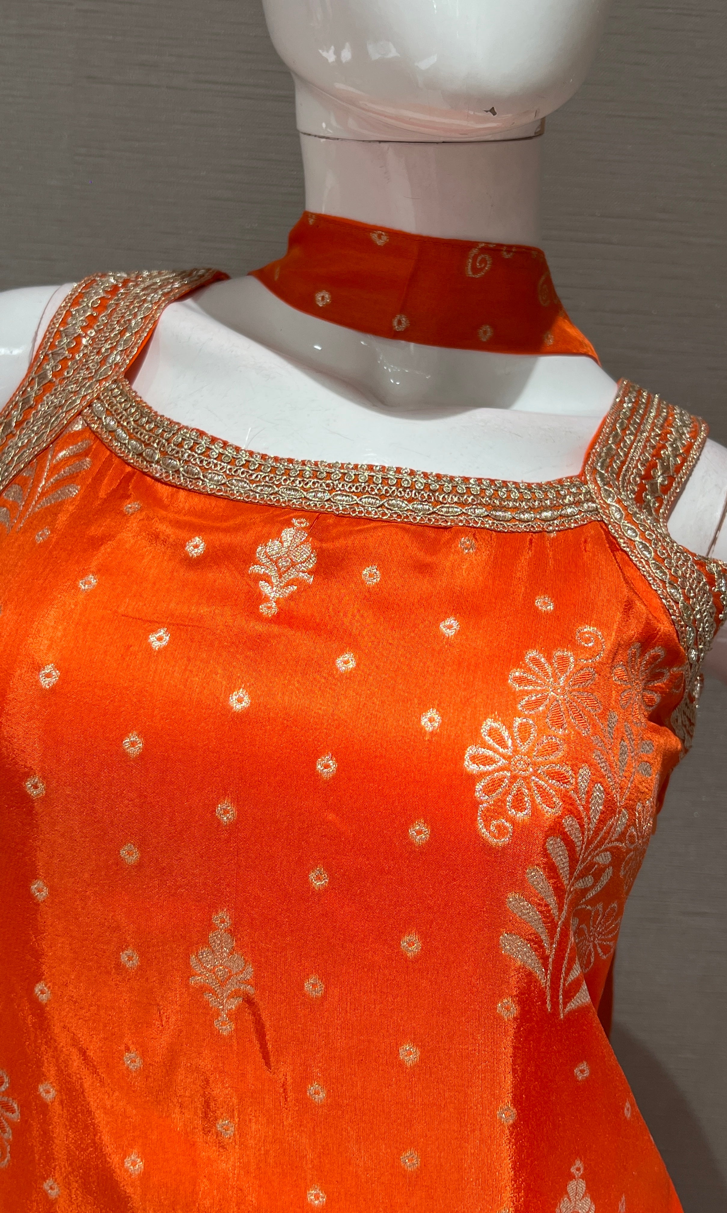 ORANGE GOLD EMBROIDERED SHARARA SET