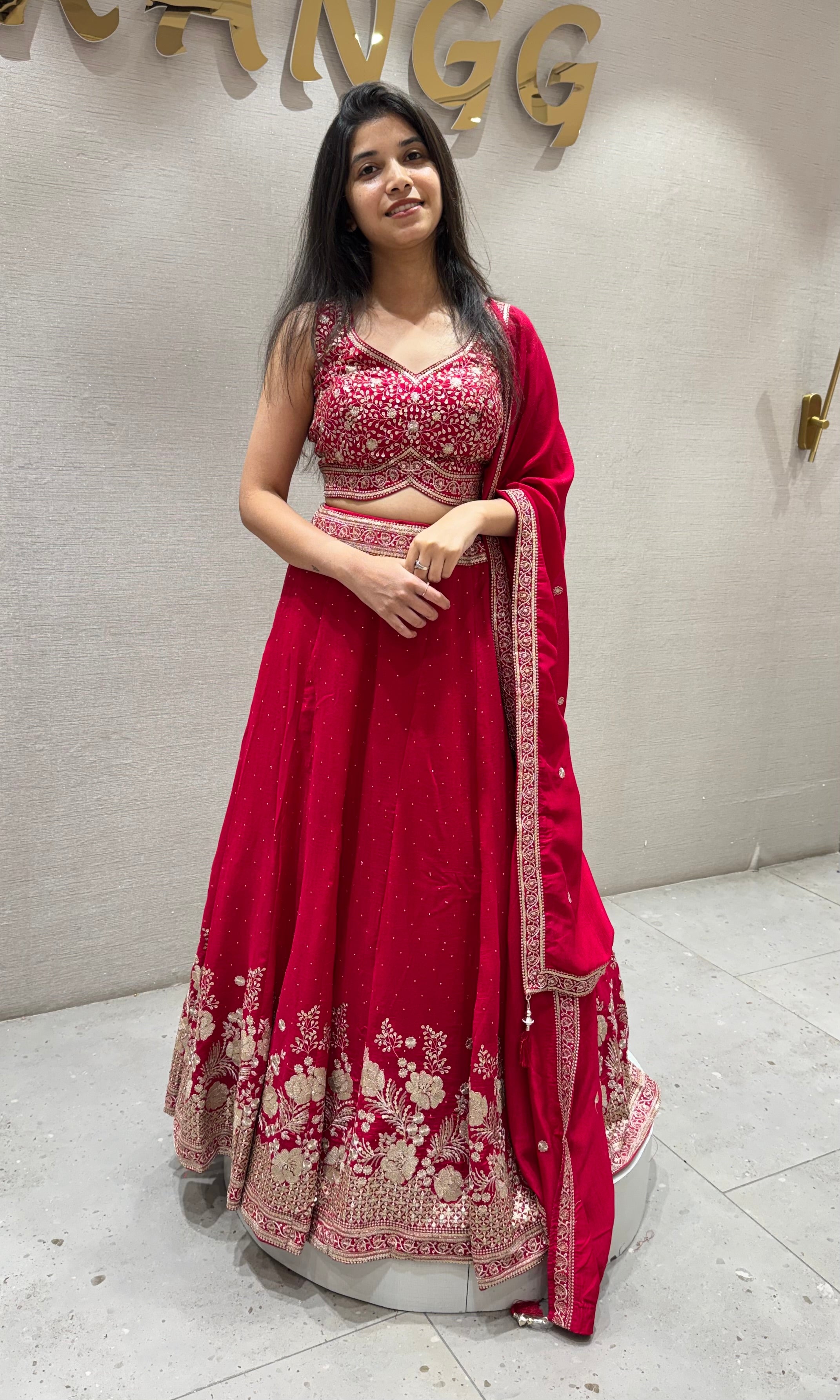 Rani Pink Lehenga Gold Embroidery