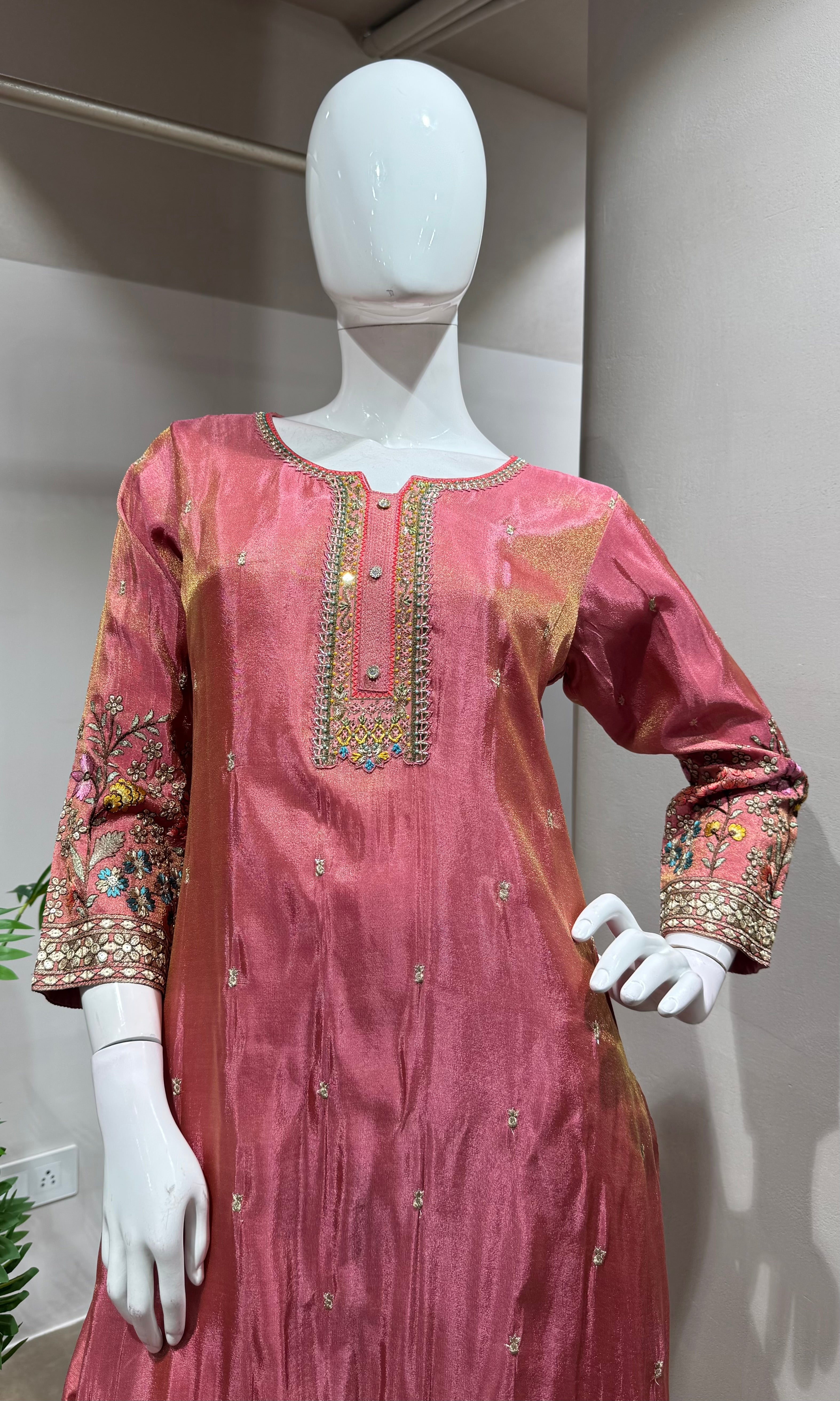 LIGHT Pink EMBROIDERED Printed Kurta Set