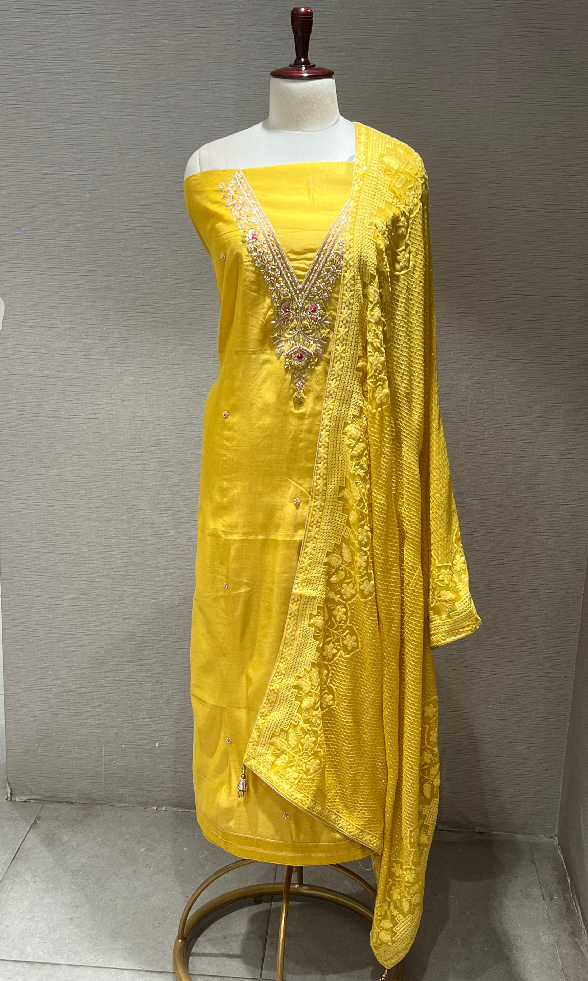 Yellow dress material