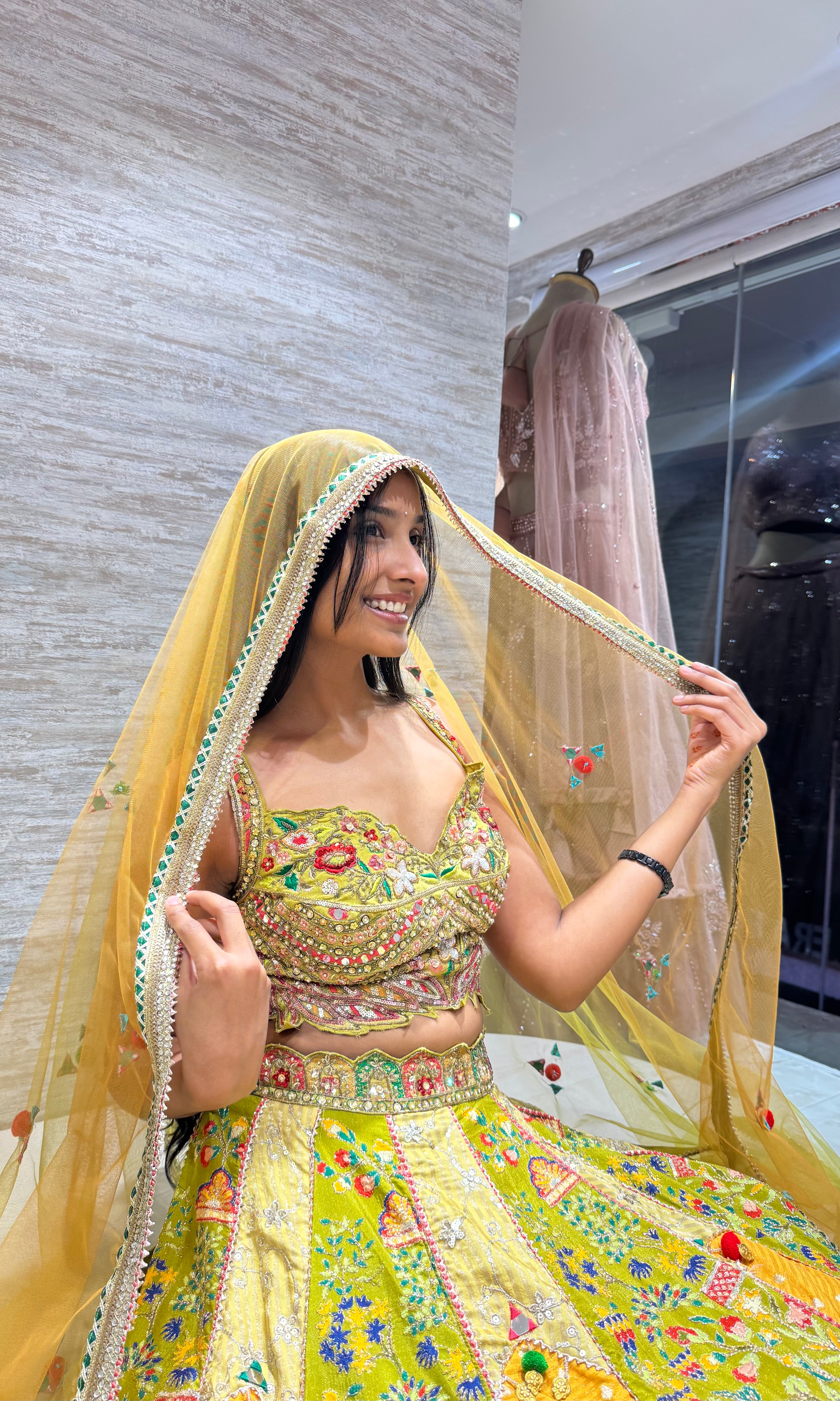 Mehandi green Floral Lehenga