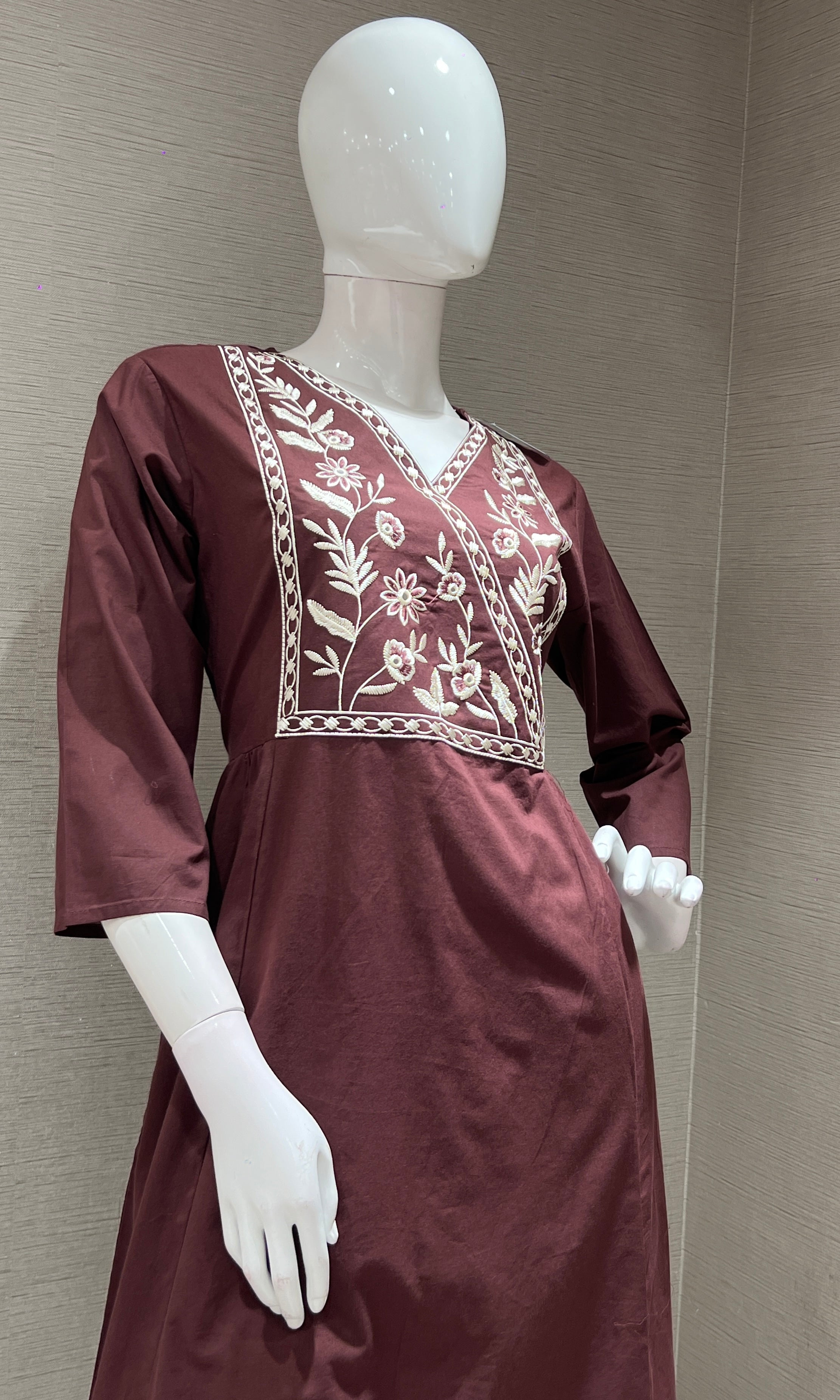 Wine FLORAL THREAD EMBROIDERY kurta set