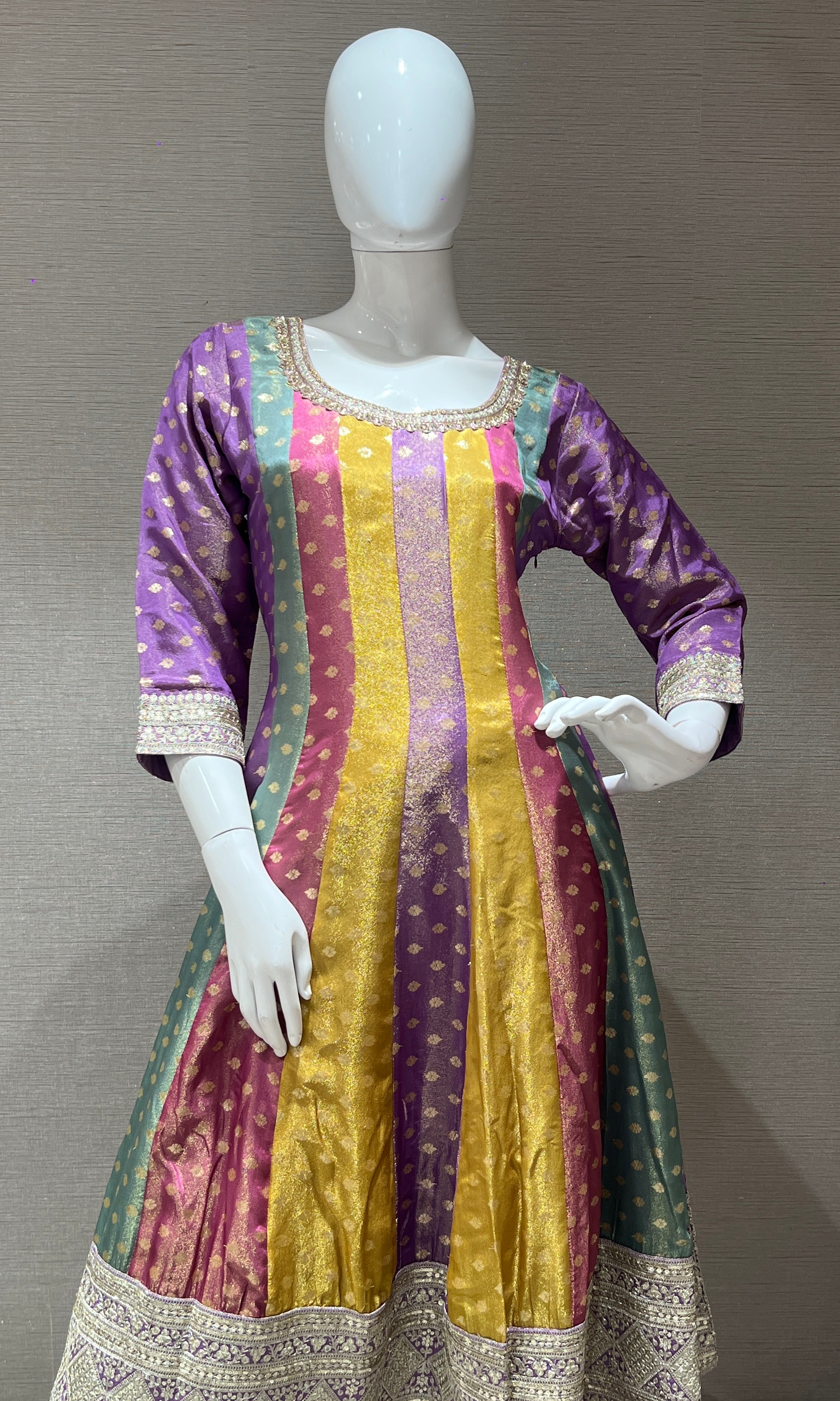 Multi colour Anarkali kurta set with palazzo pants