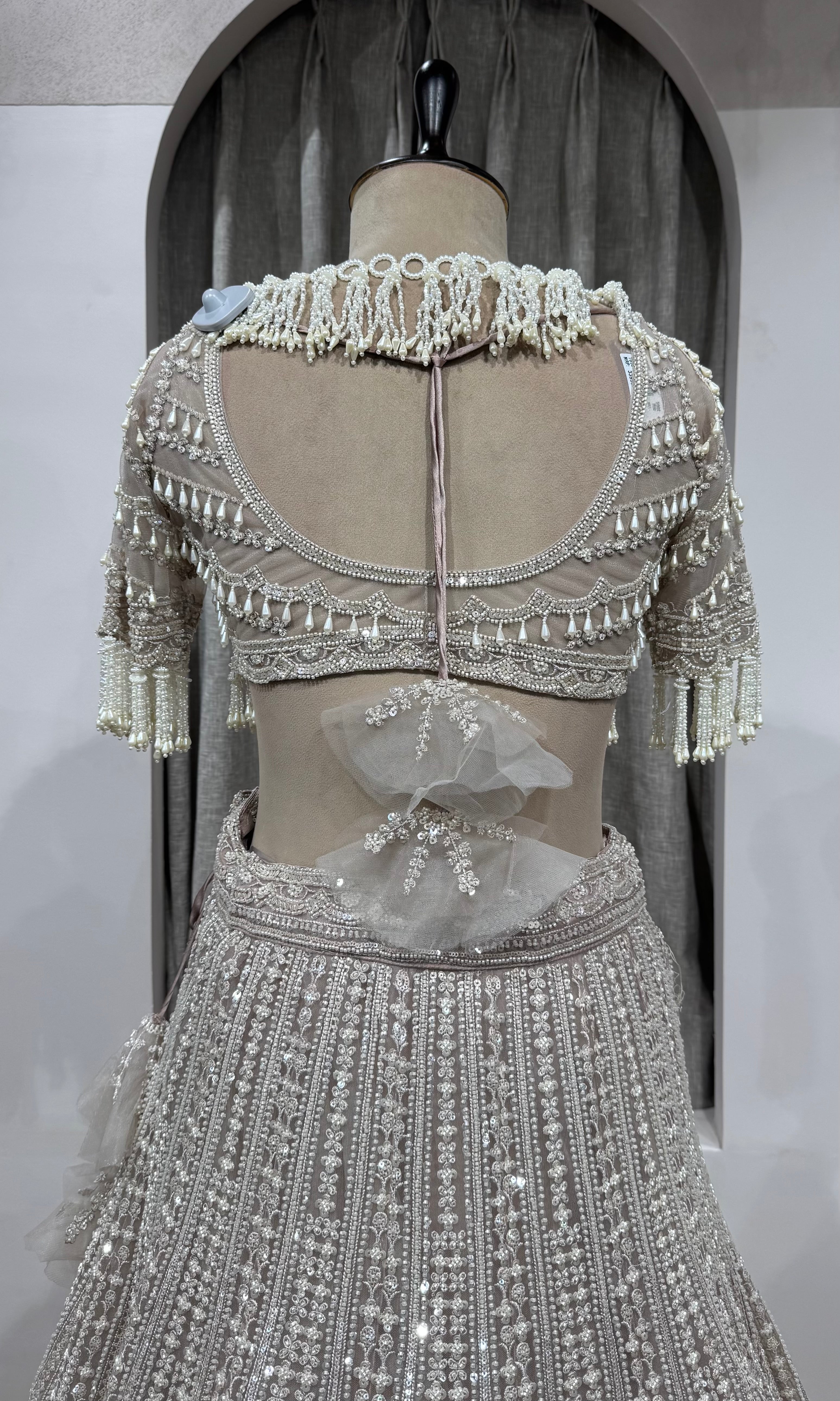 Grey Silver heavy designer bridal lehenga