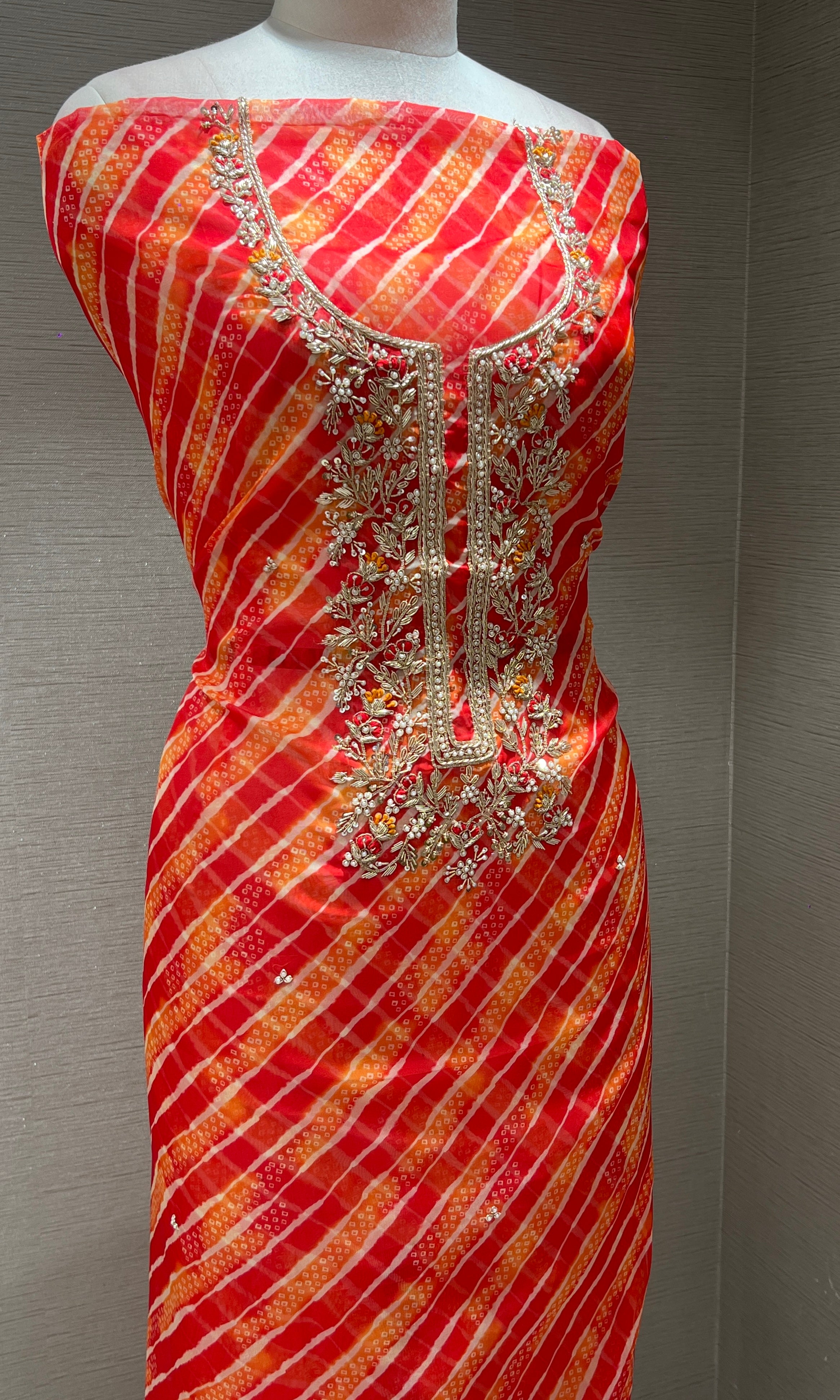 Orange dress material (party wear)