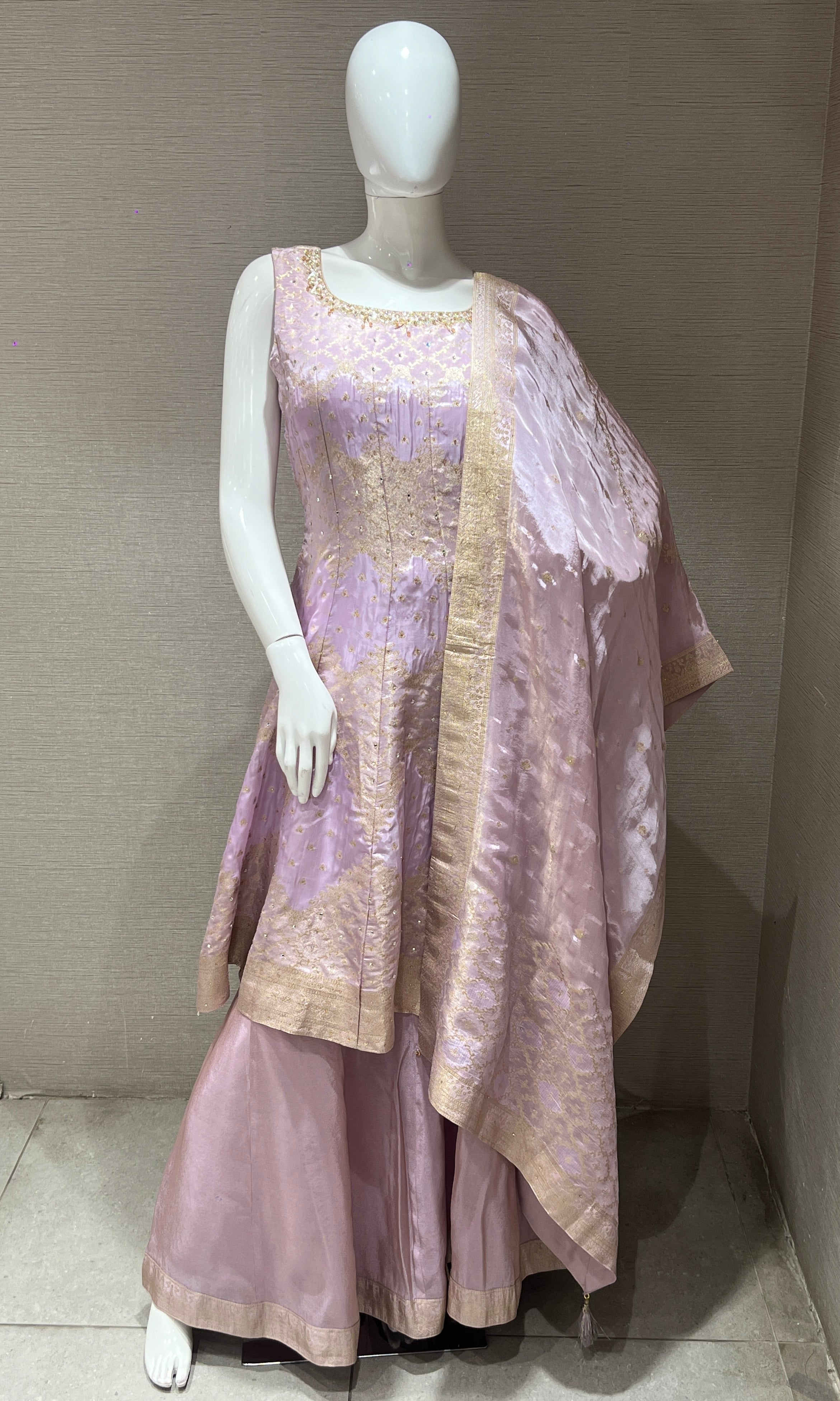 Lilac Anarkali kurta set palazzo pants