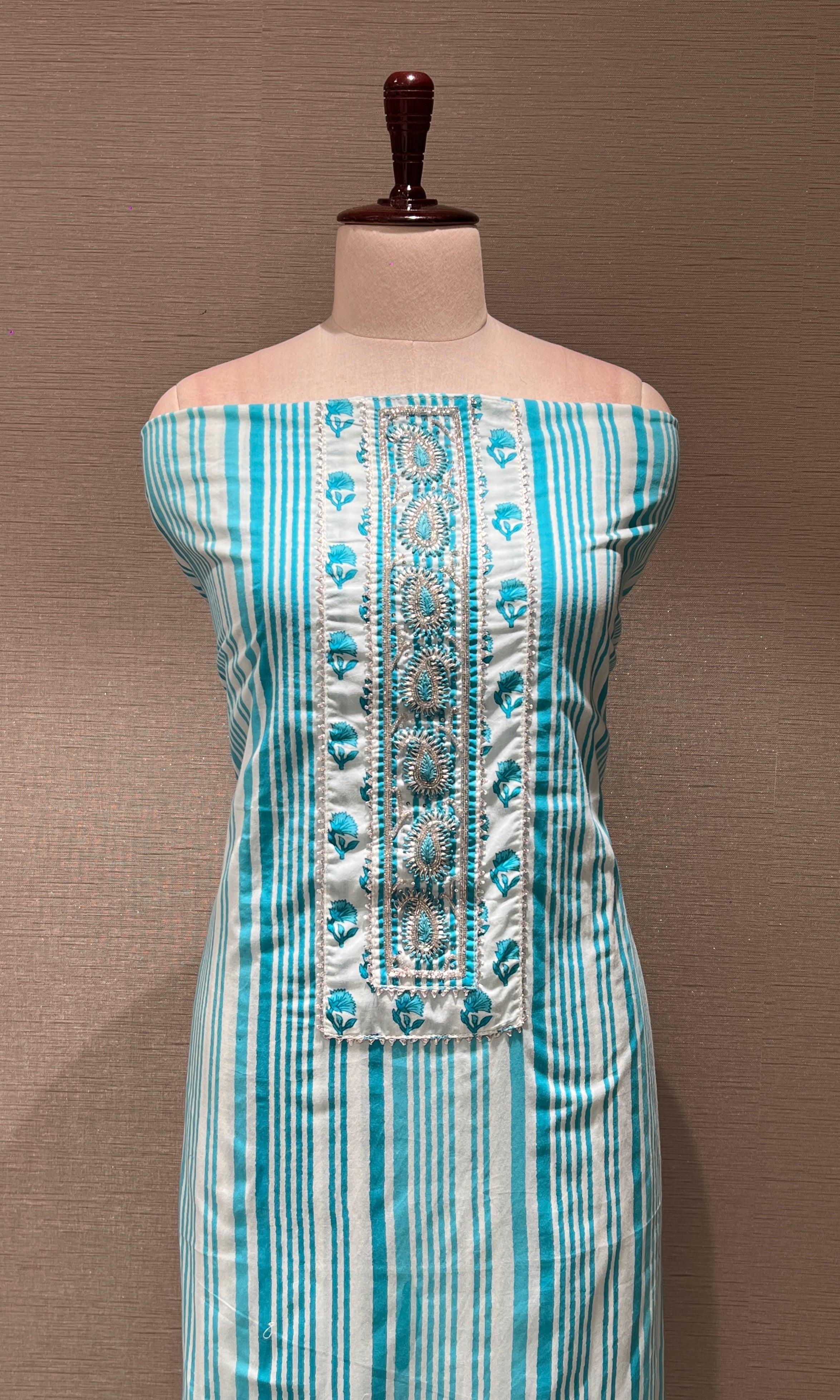 Sea blue dress material