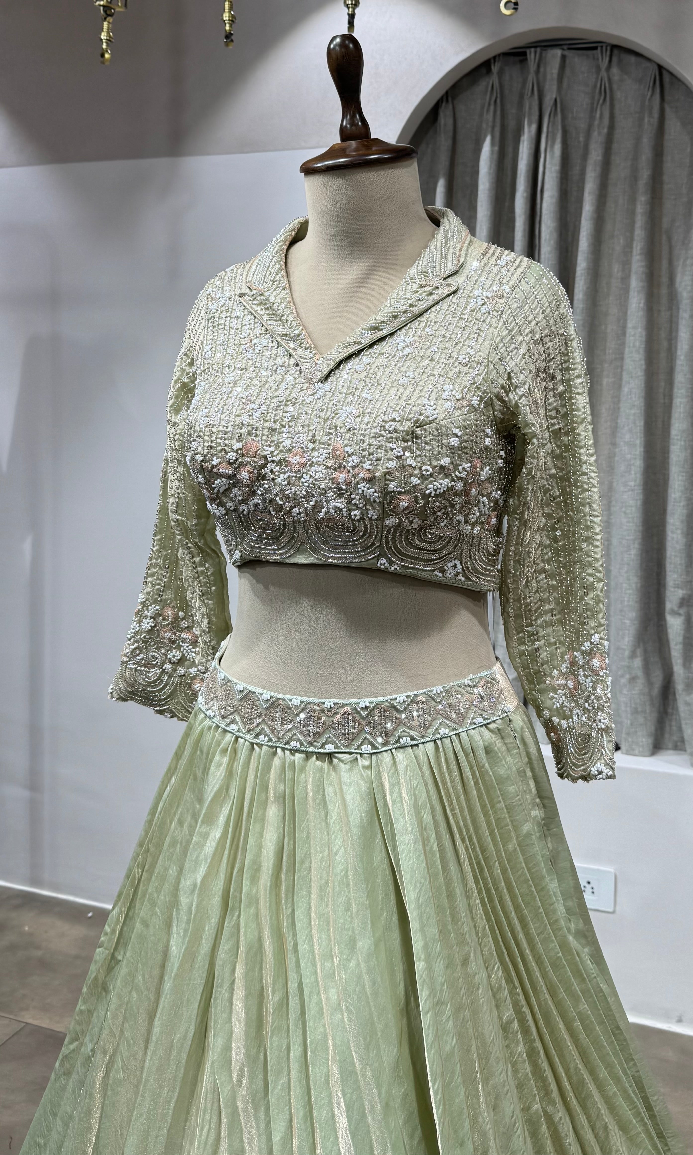 Light Green Embroidered Designer Lehenga Set
