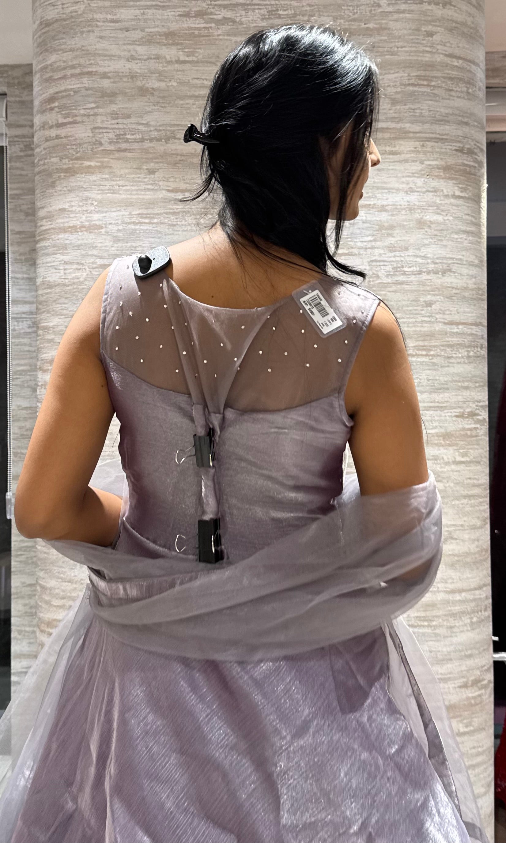 LIGHT purple shimmer organza gown