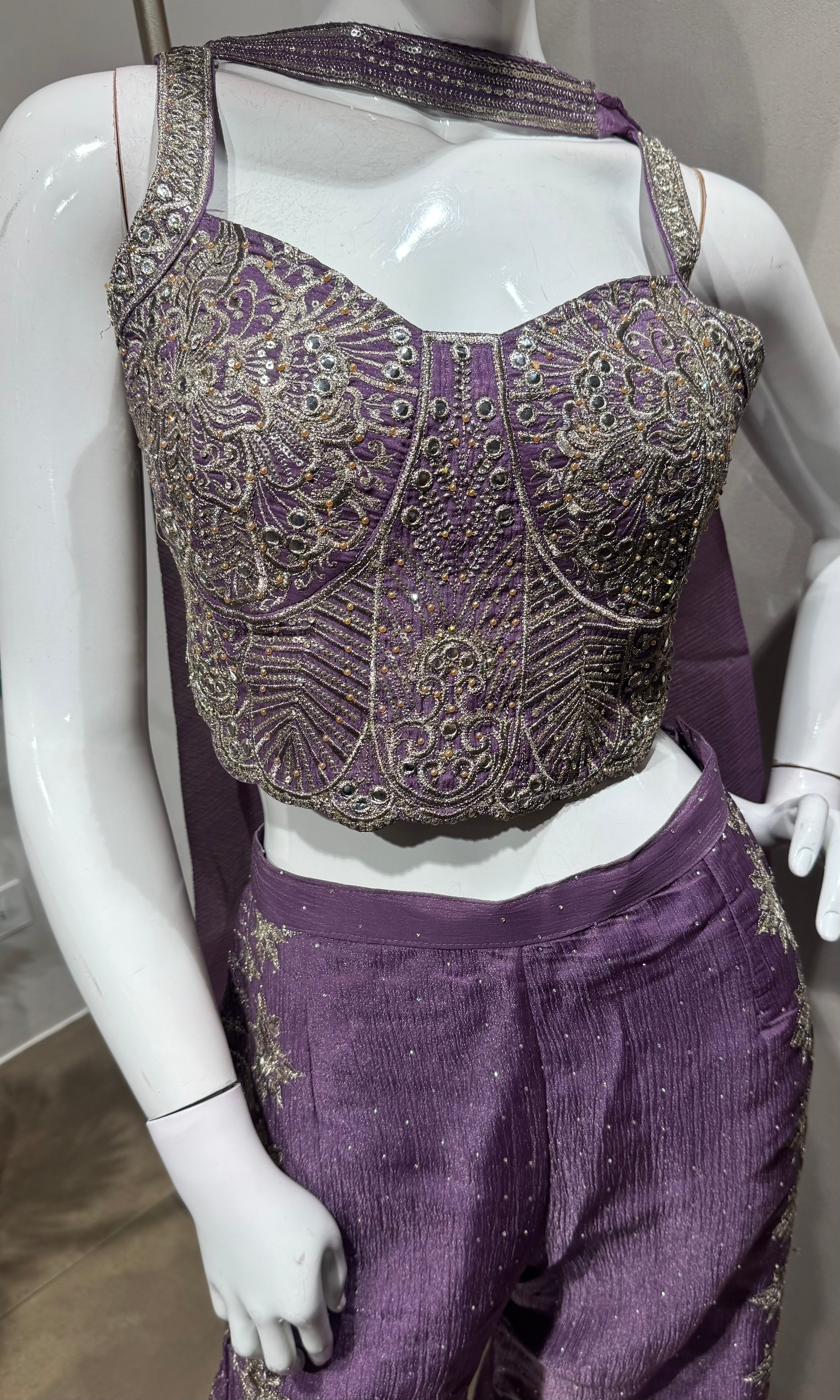 Purple Embroidered Indo-Western Palazzo Set