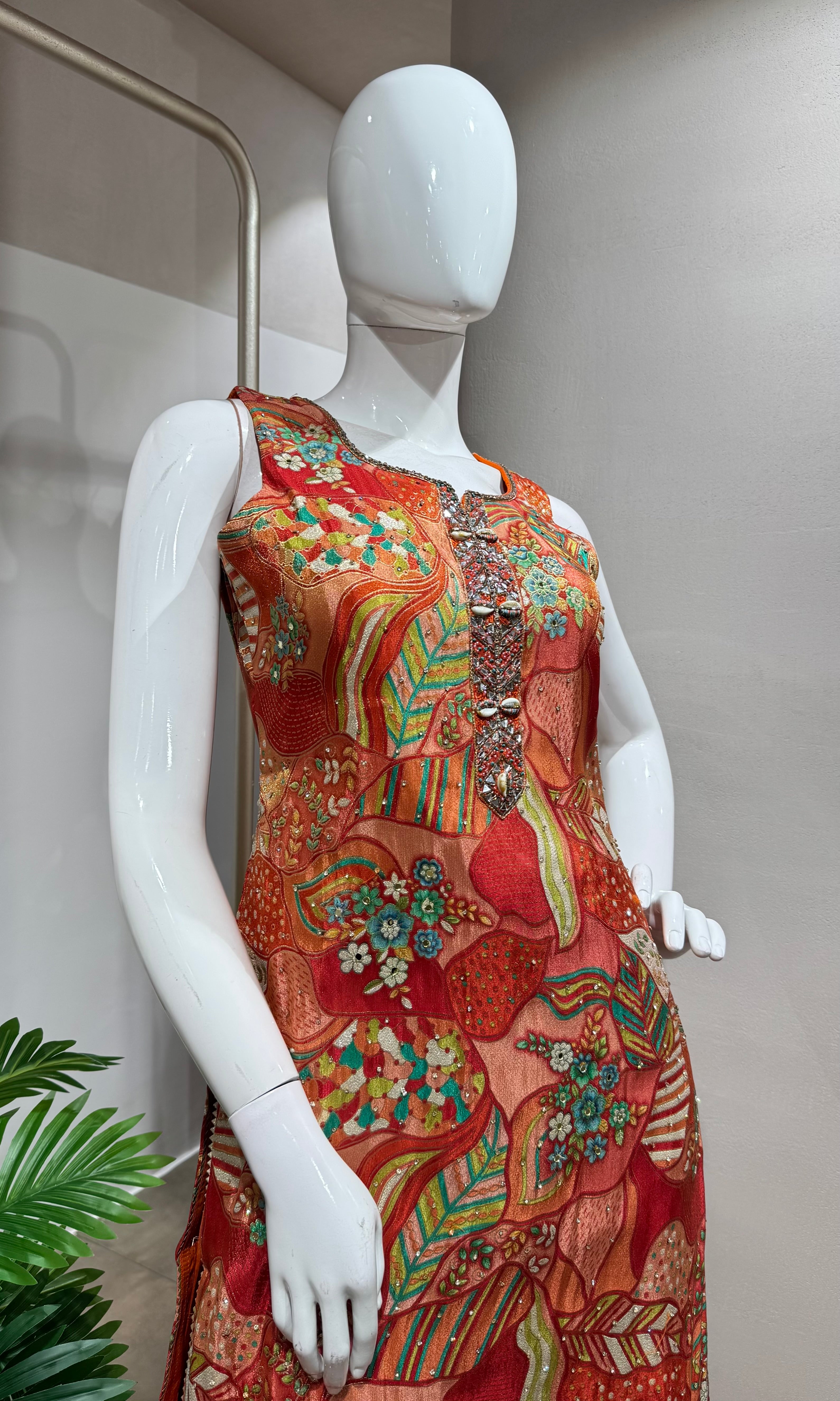 RUST Floral Printed sharara set