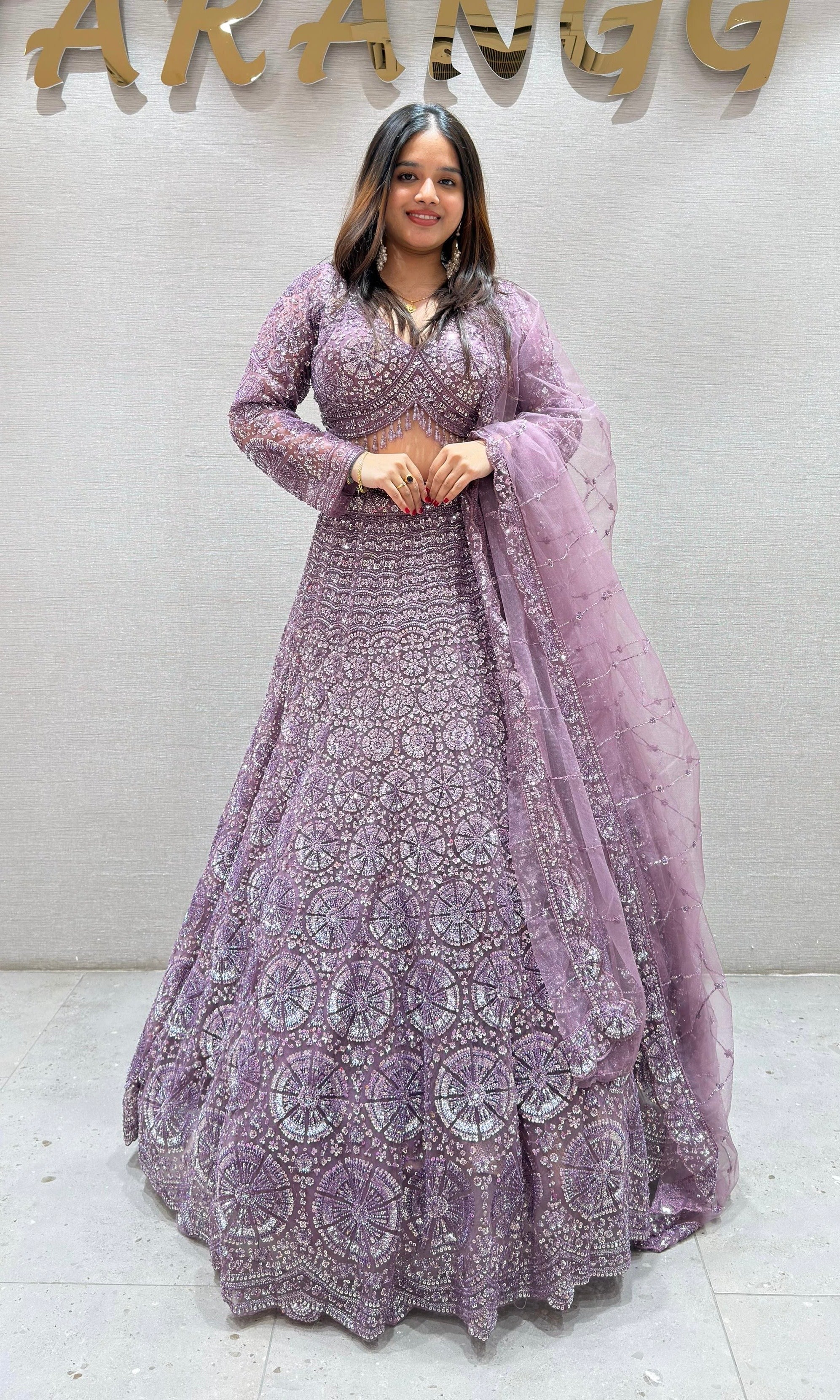 Light PURPLE HEAVY EMBROIDERED Lehenga