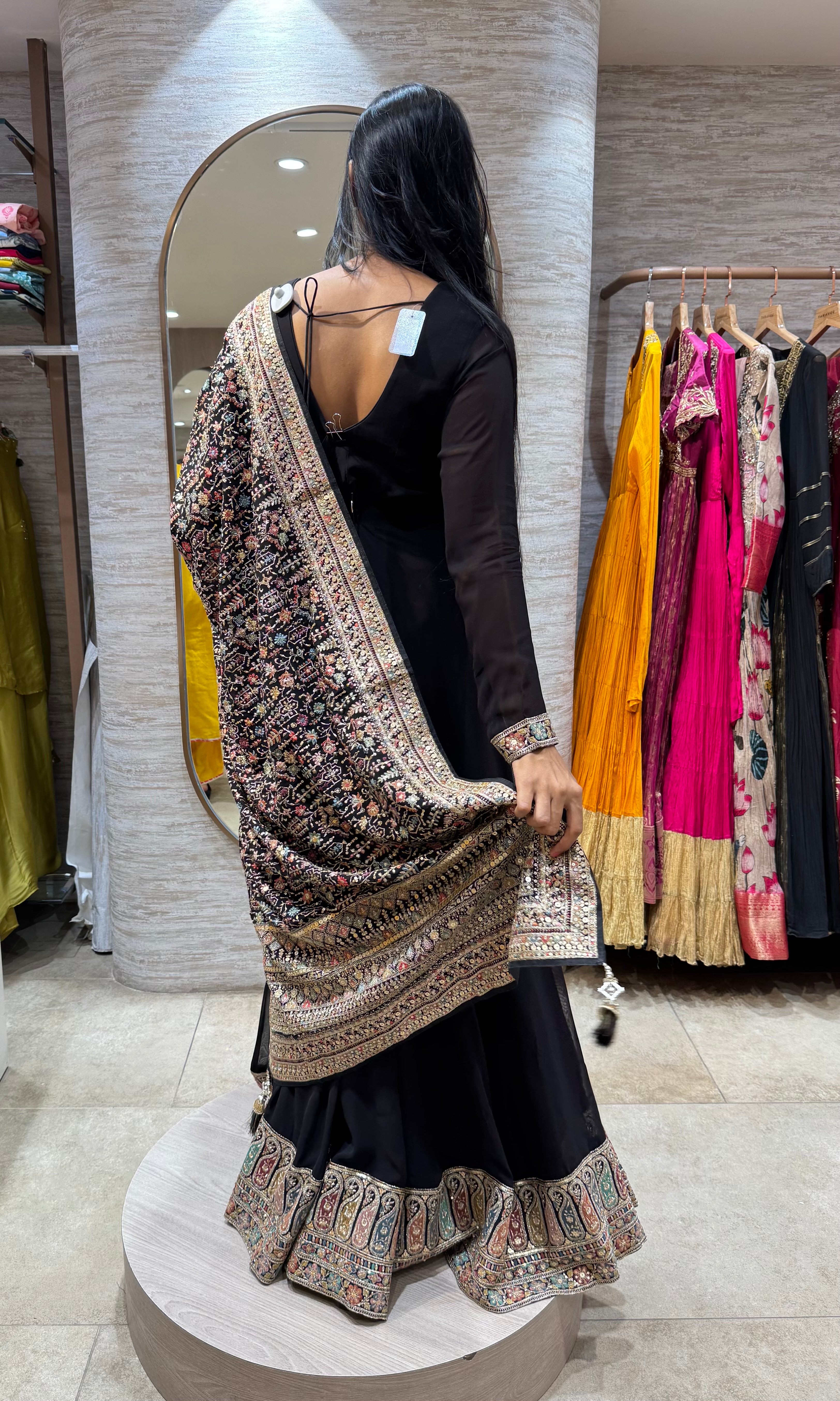 BLACK ETHNIC ANARKALI SET