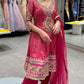 Pink shimmer anarkali Patiala style, long dress