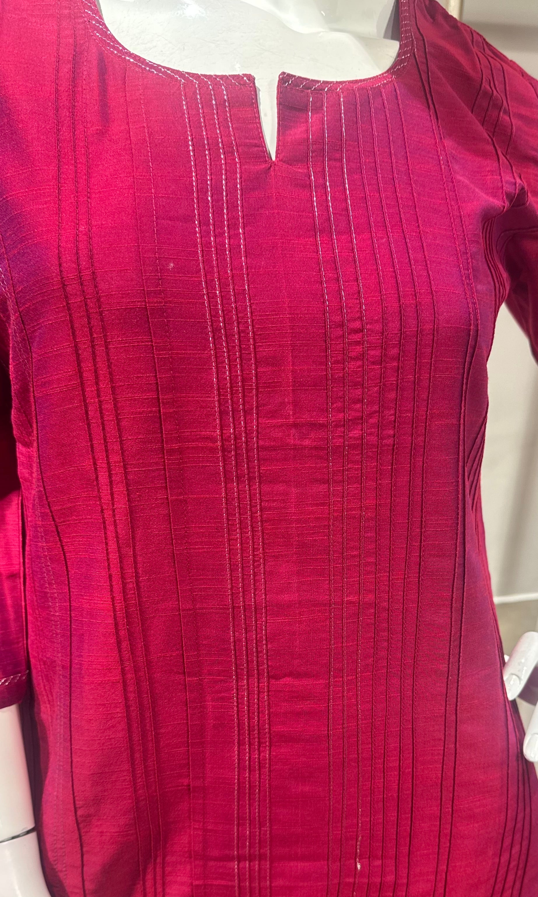 Magenta Pink Designer Raw Silk Kurta Pant Set