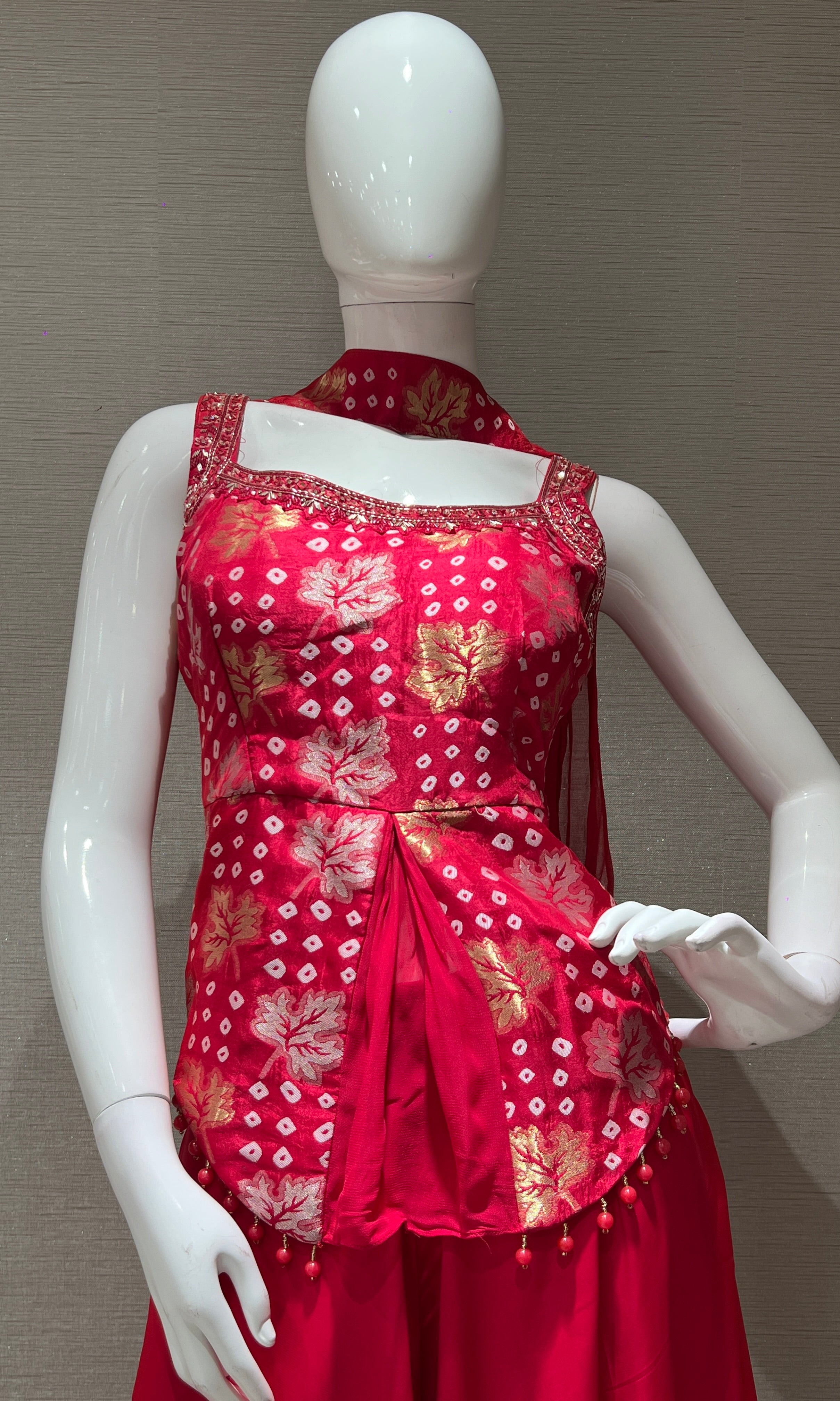 Rani pink peplum print palazzo set