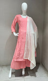 Pink cotton Kurta Set with Contrast Dupatta