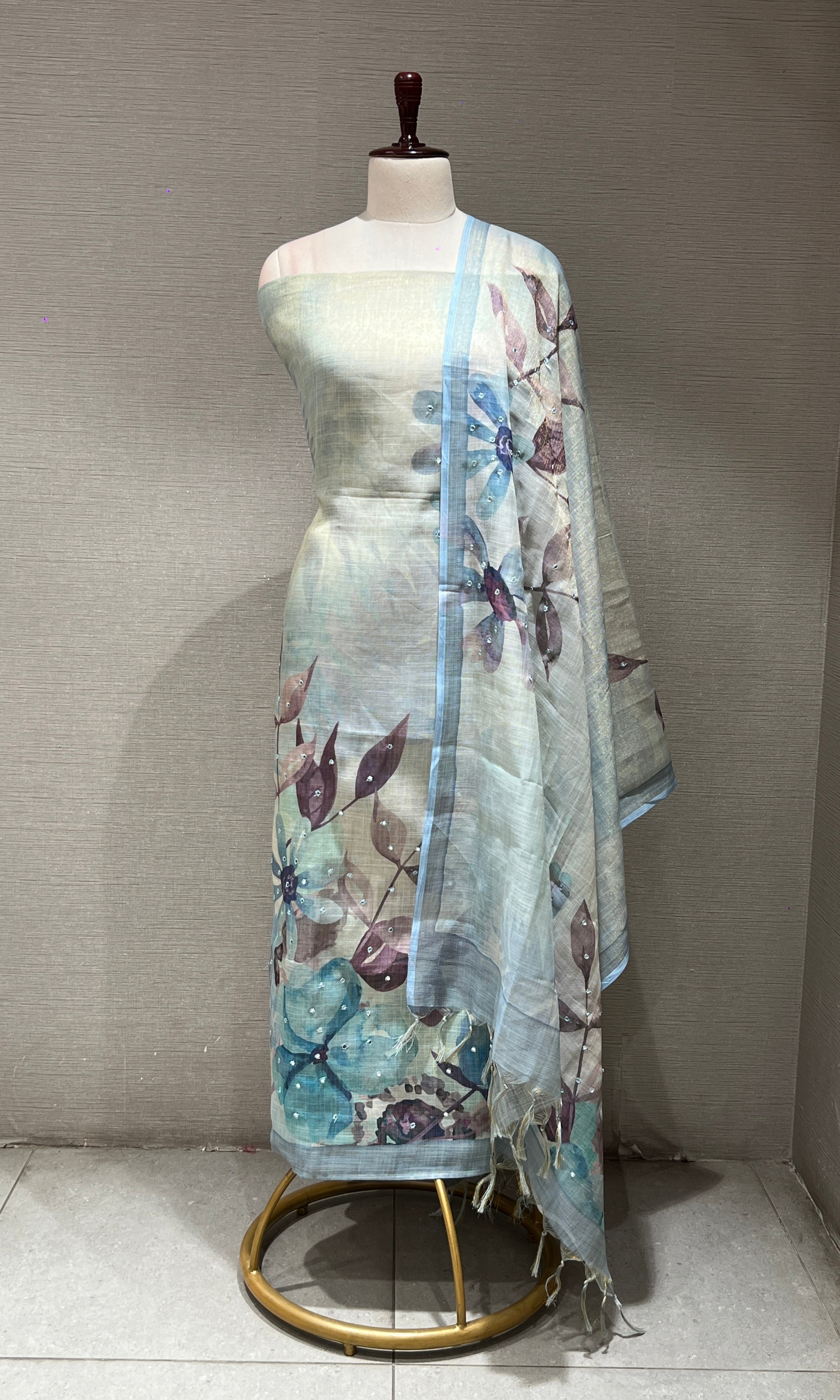 Sea blue dress material