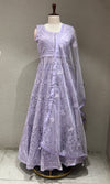 Lilac Embroidered Front Slit Anarkali Set