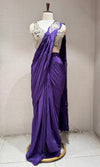 Purple Plum Drape saree with Silver Embroidered blouse