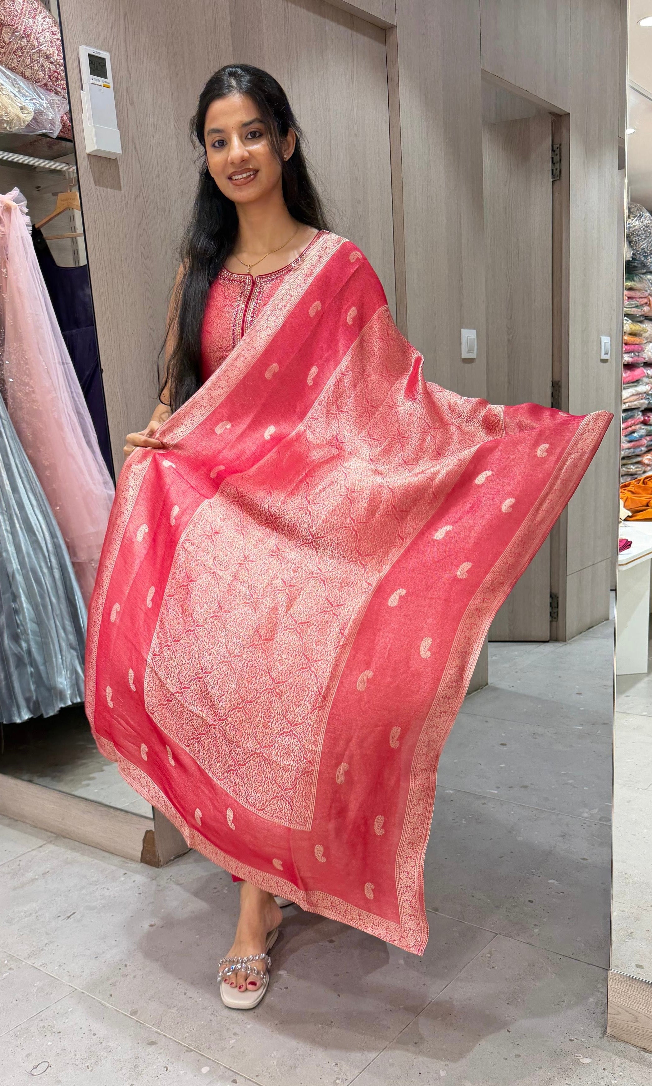 Rani pink ethnic kurta set with dupatta