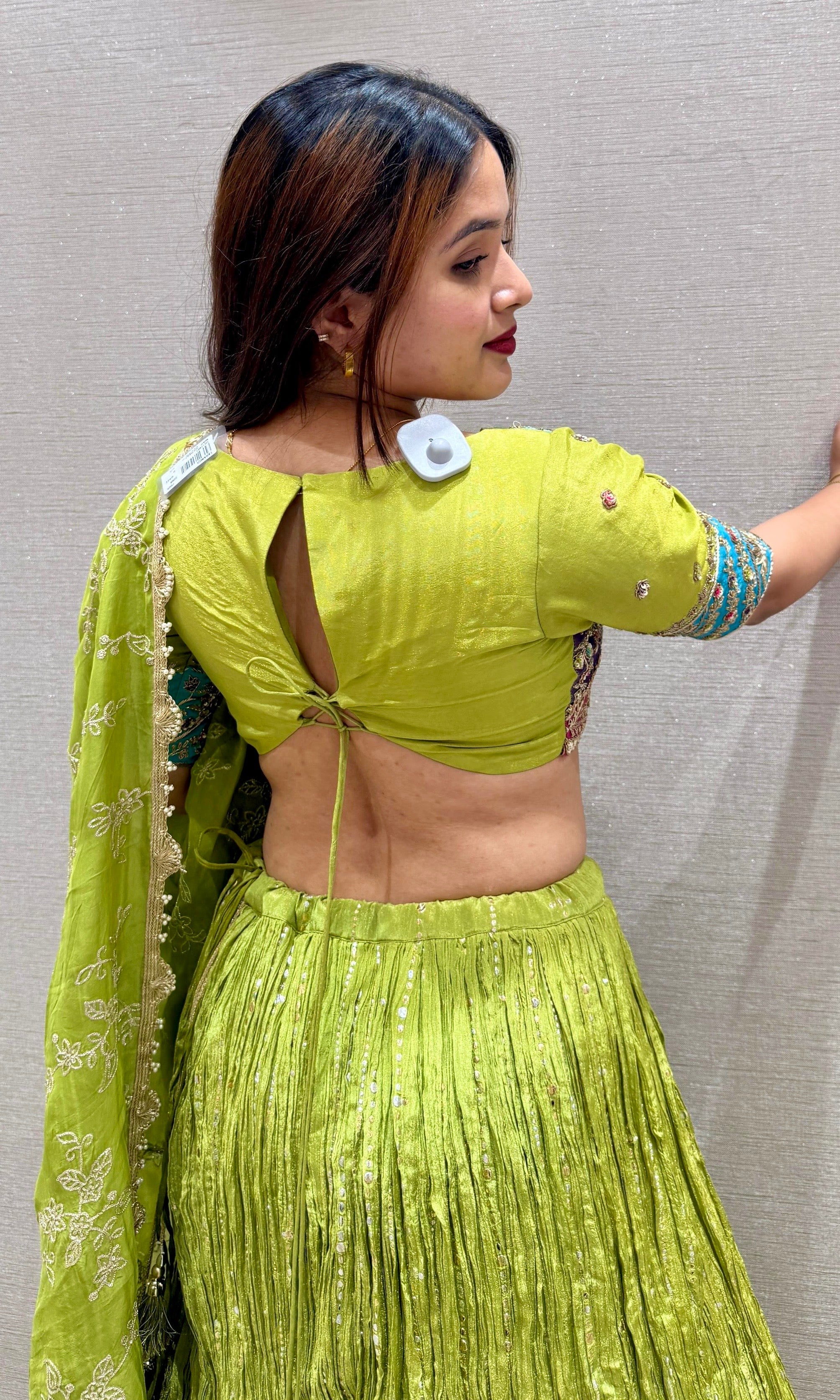 Parrot Green Intricate Embroidered Lehenga