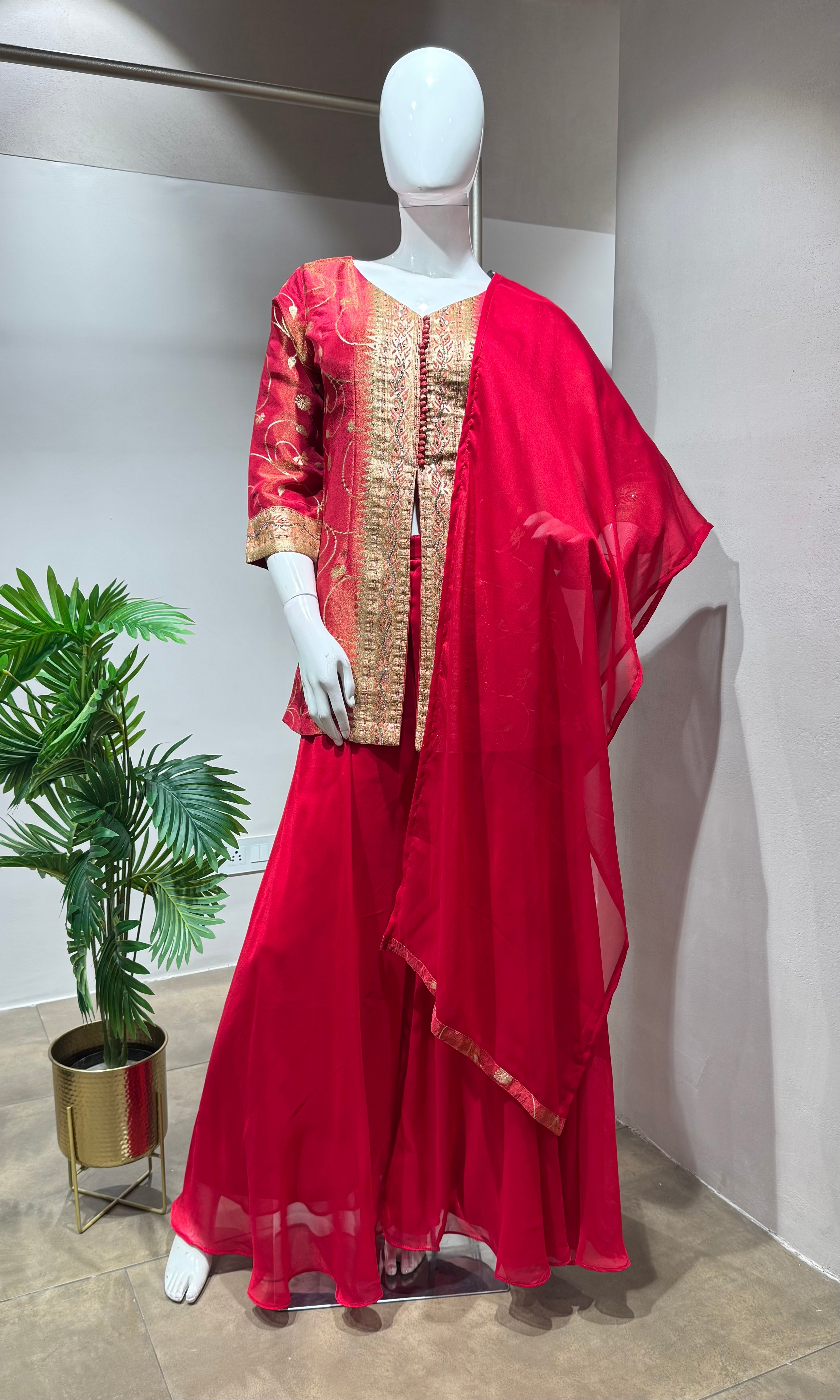 Tomato Red elegant palazoo set