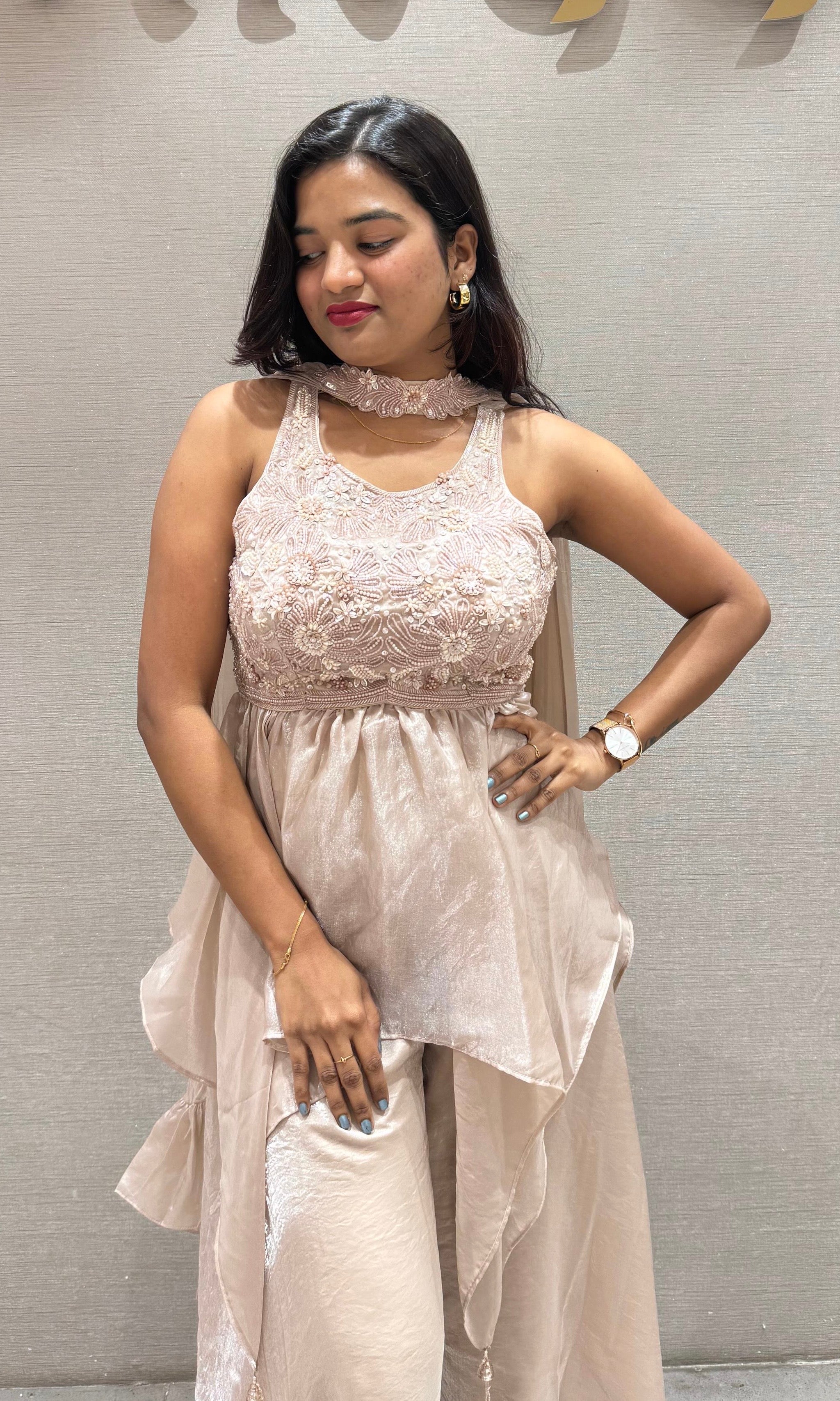 Moee EMBROIDERED PEPLUM PALAZOO