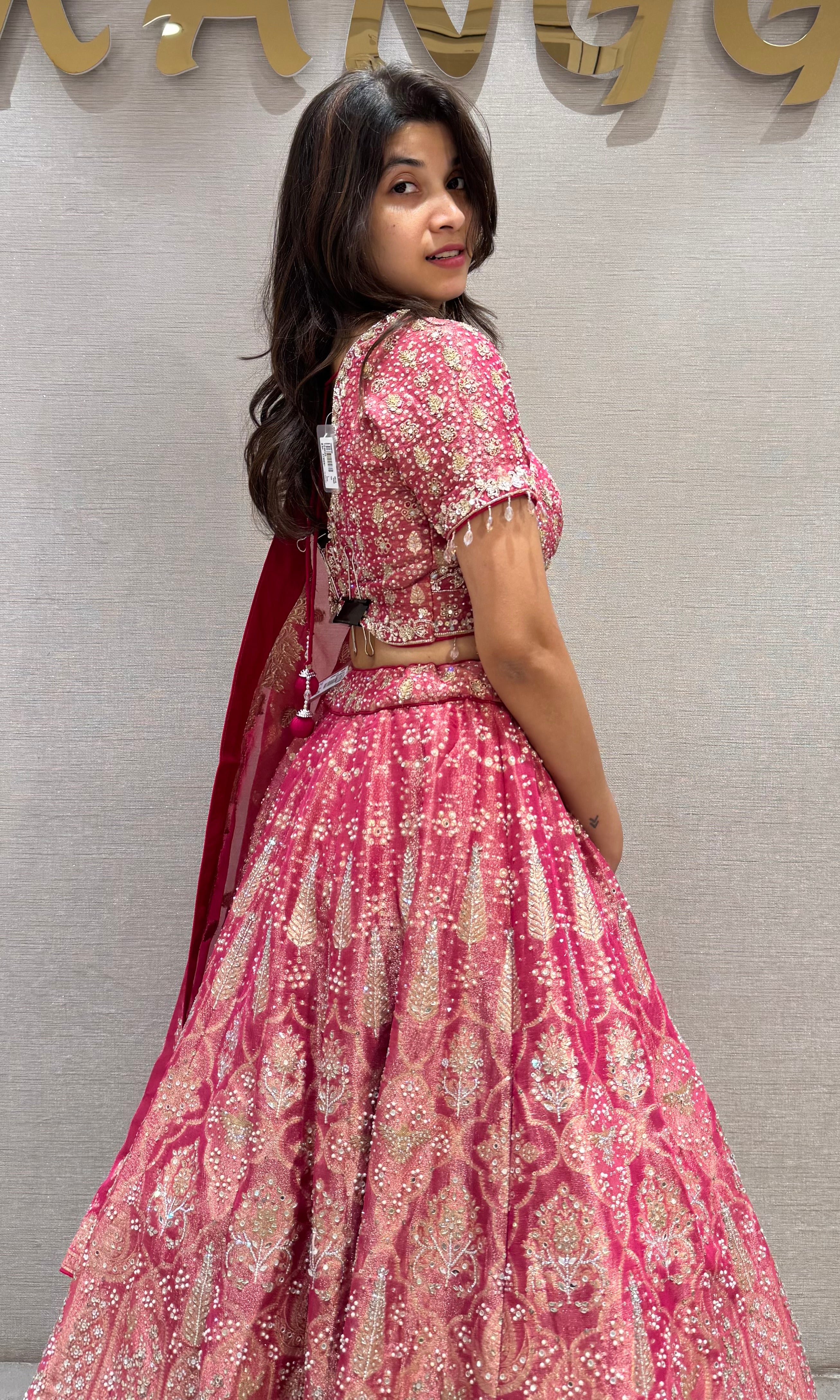 Rani Pink Silk Lehenga with Zari Embroidery