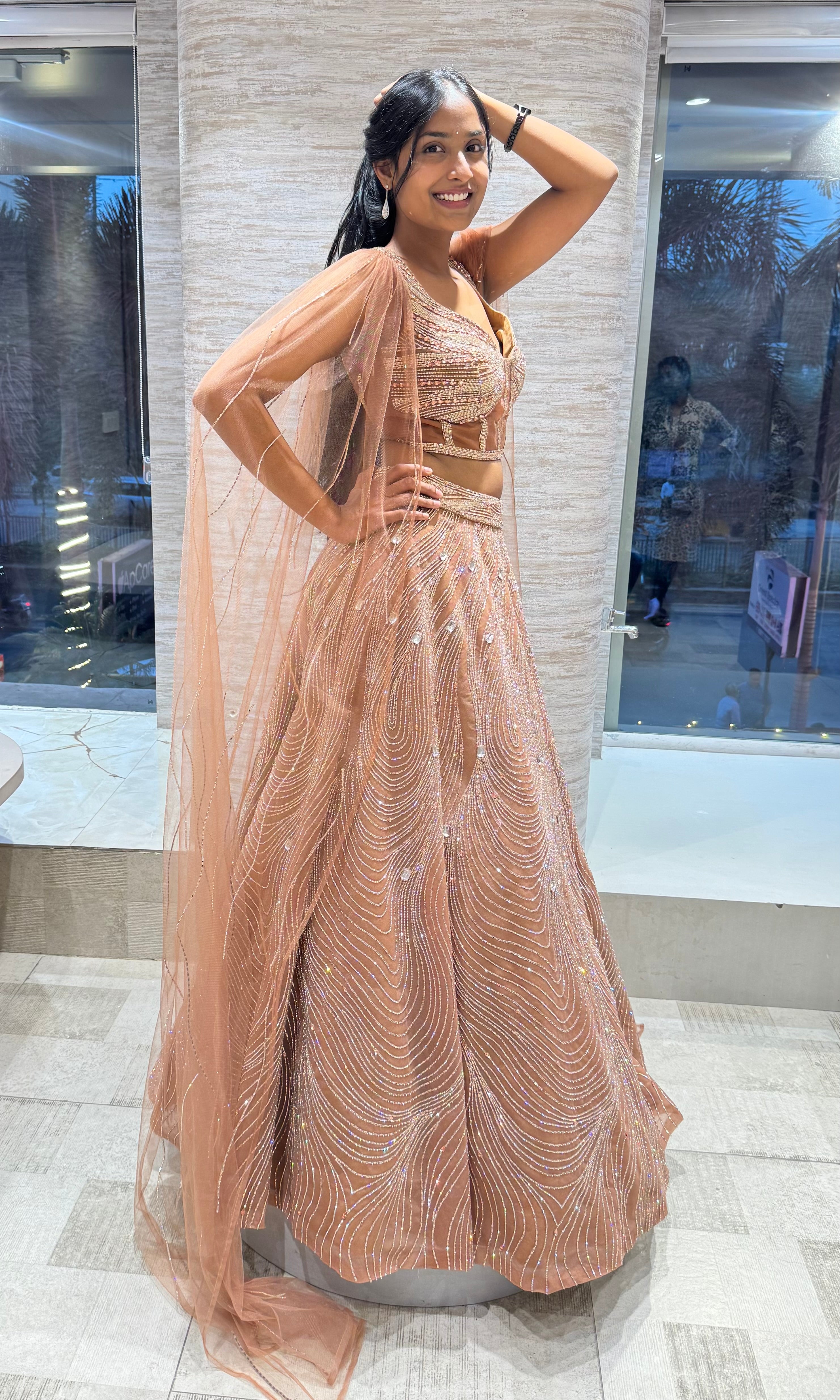 Honey Gold Crystal Lehenga