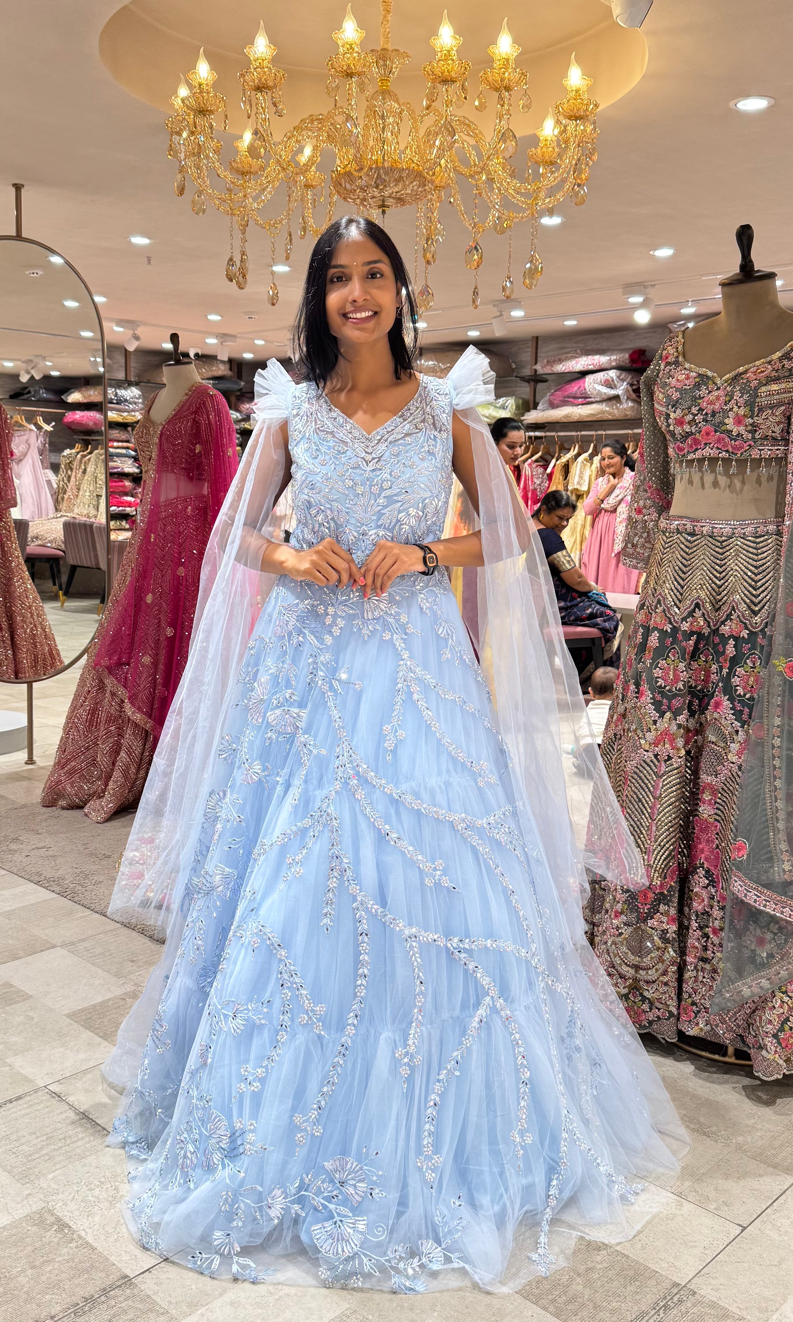 BLUE EMBELLISHED GOWN