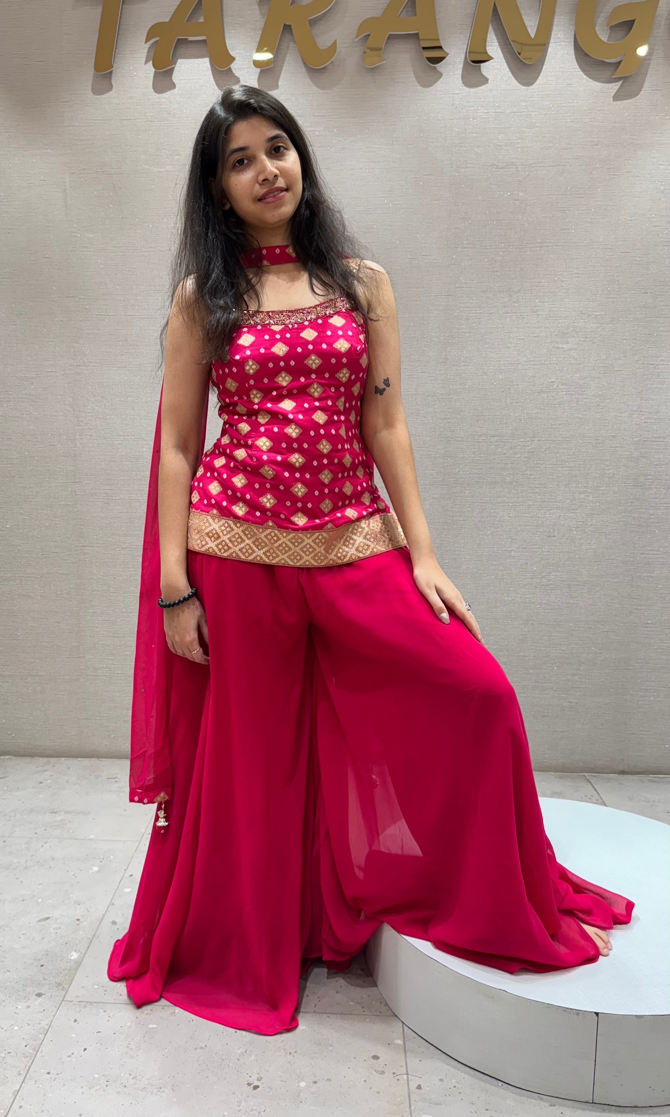 Rani pink EMBROIDERED SHARARA SET