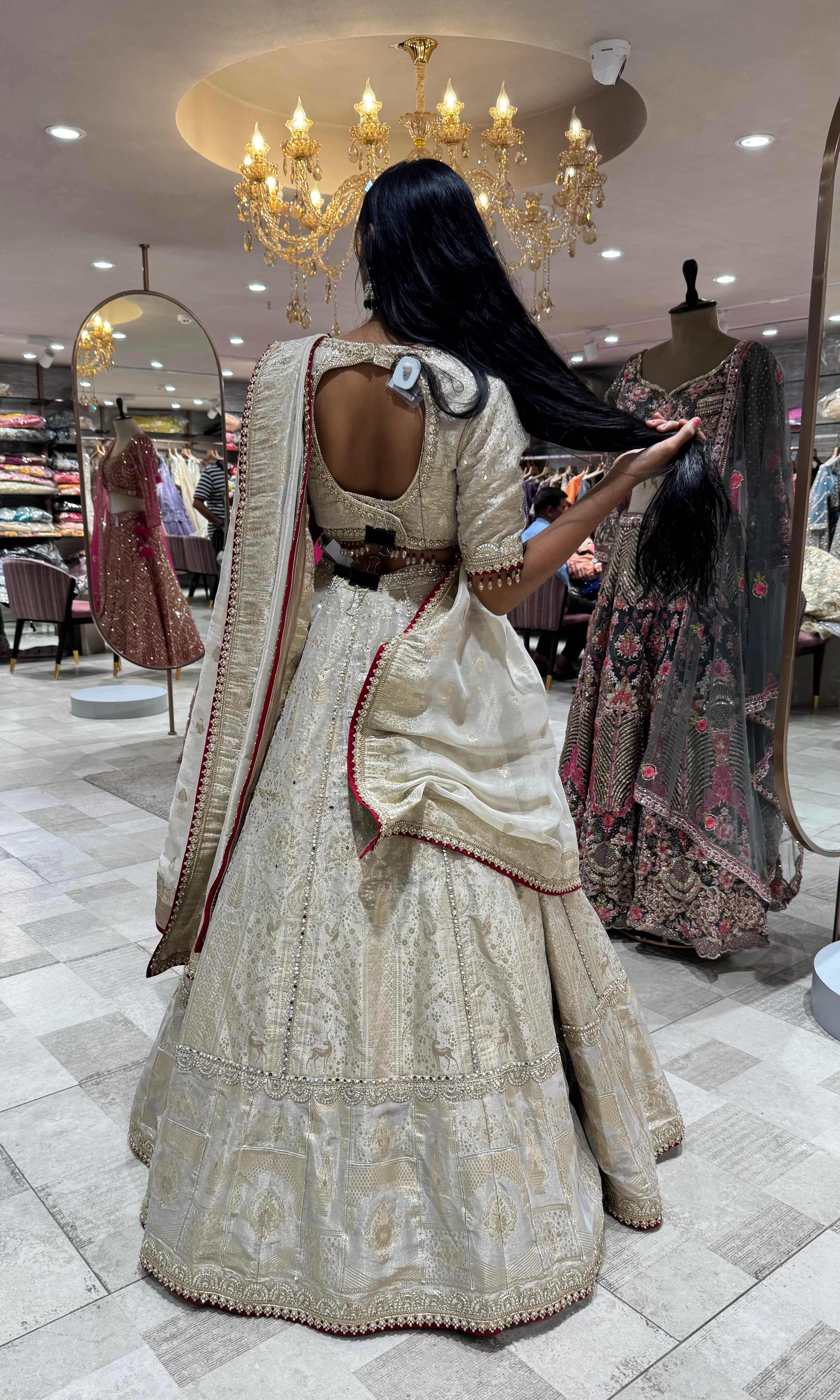 SILVER GOLDEN ETHNIC LEHENGA