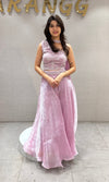 Light pink ethnic crop top palazzo set
