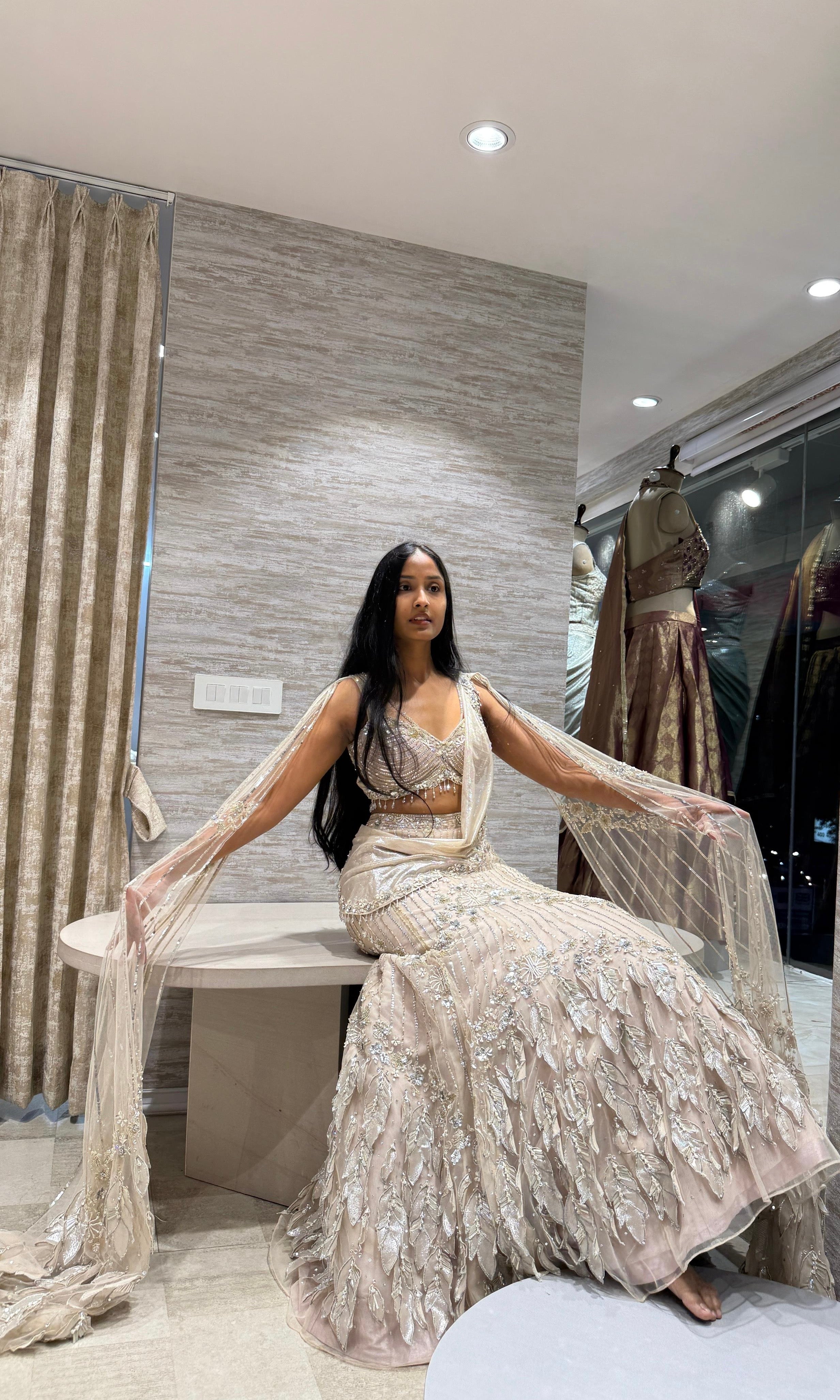 fawn Crystal Elegance Lehenga