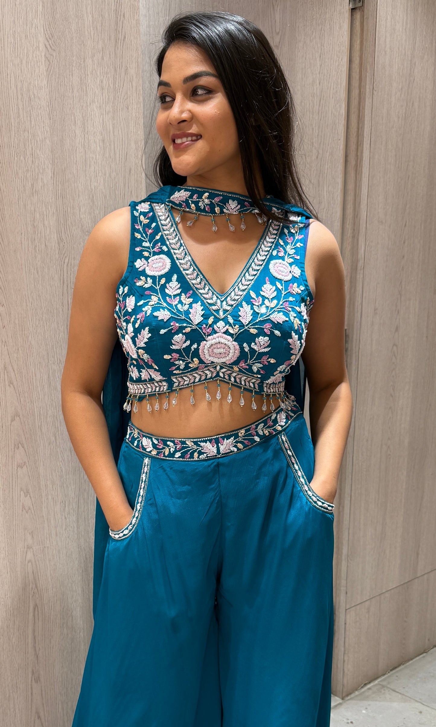 🦋Blue palazzo set with neck dupatta🦋