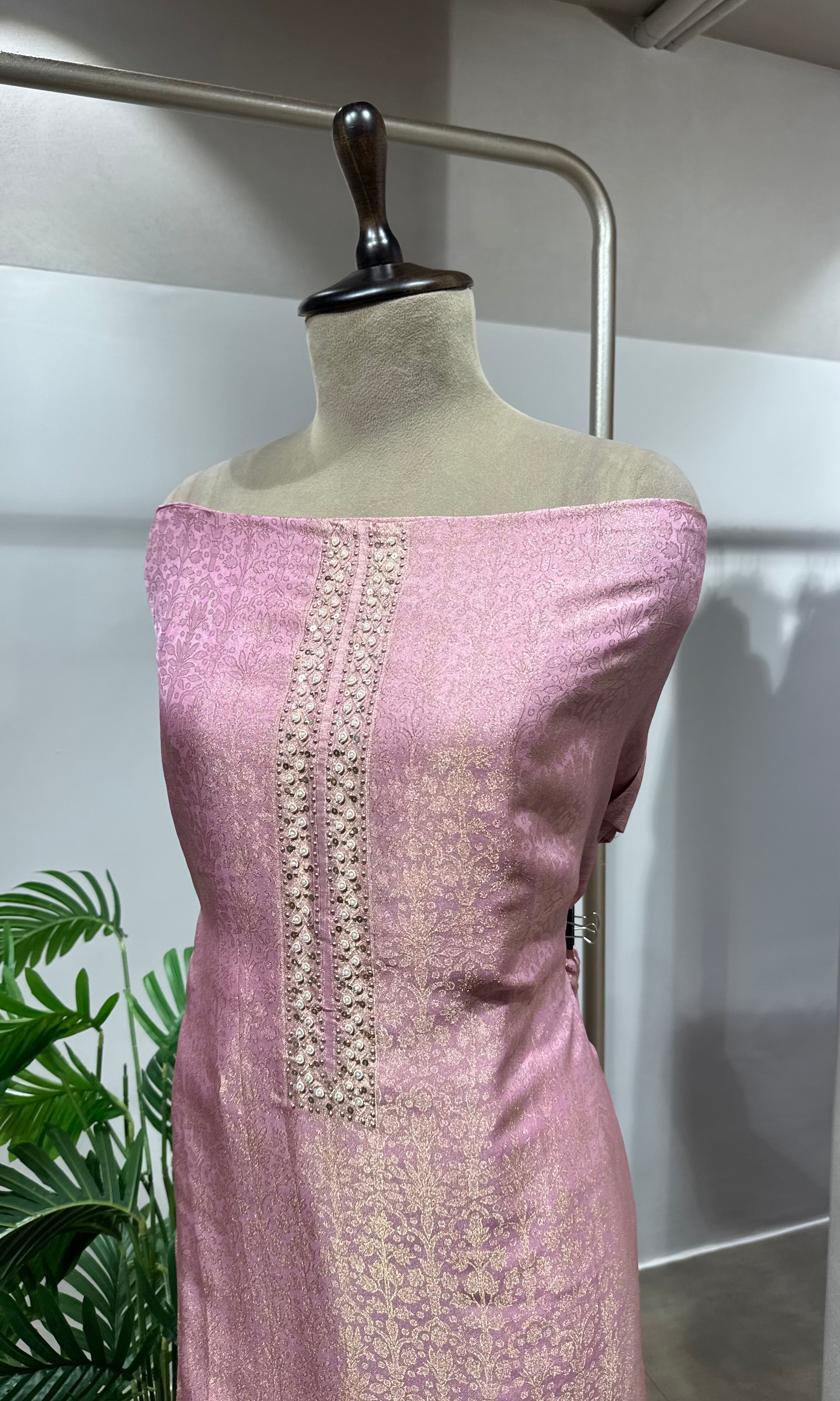 LAVENDER Banarasi Silk DRESS MATERIAL