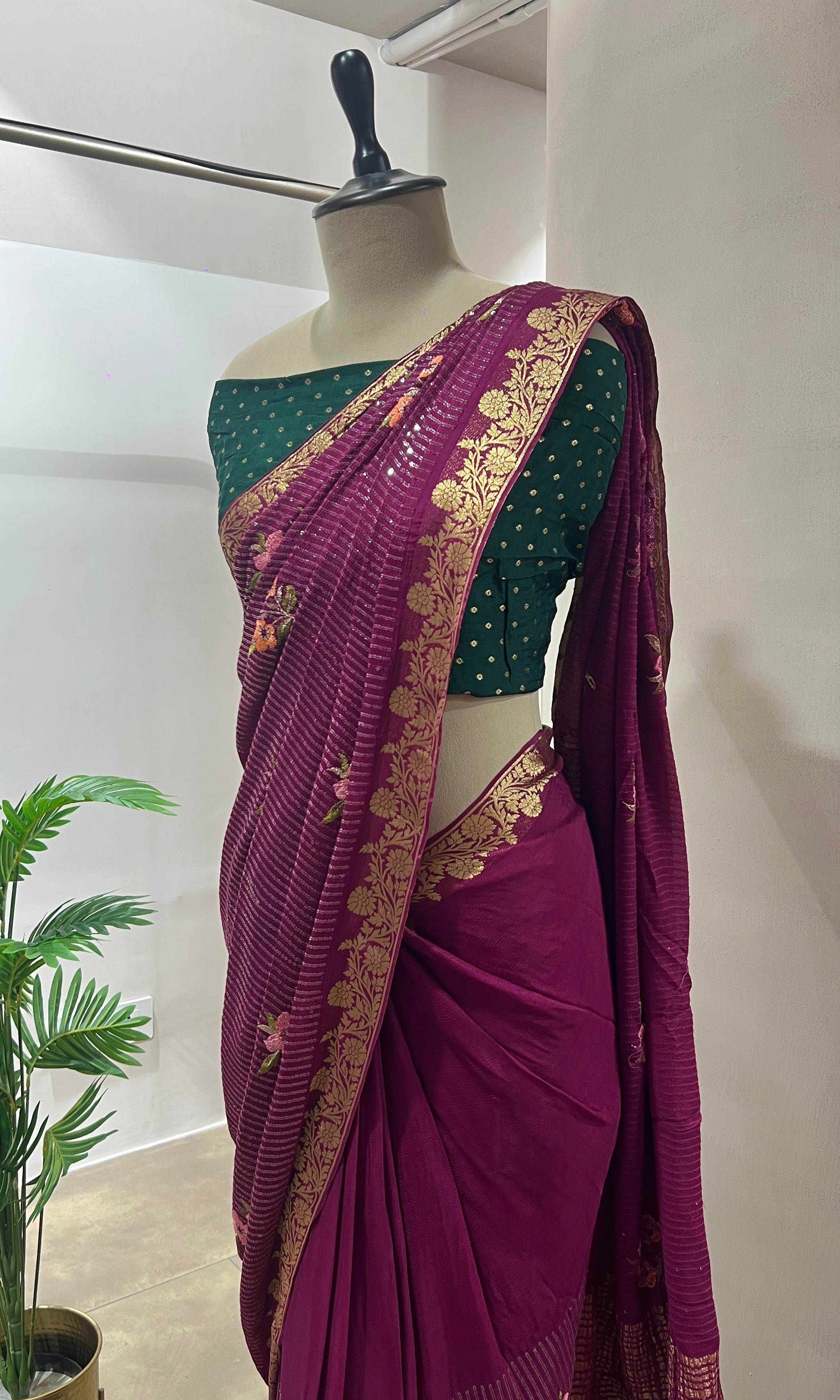 Wine FLORAL FANCY saree