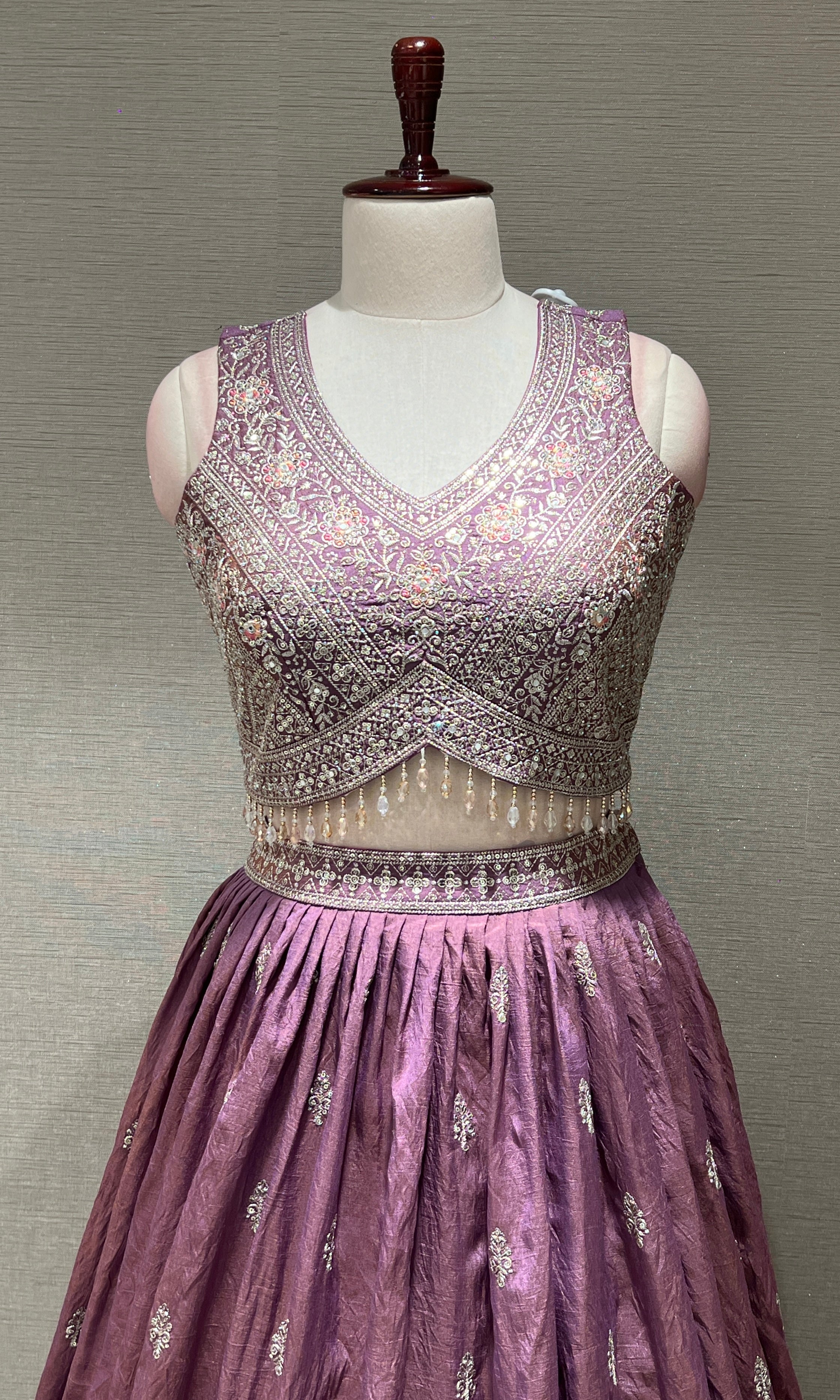 Light Purple Embroidered Sequinned Lehenga